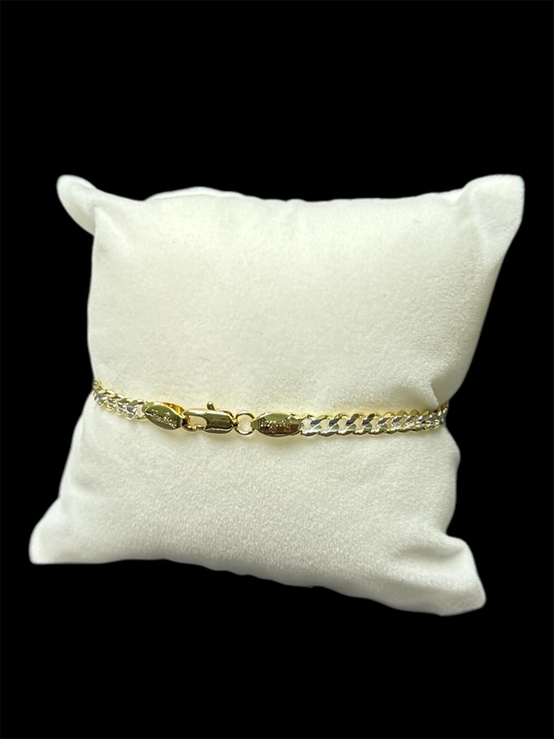 Pulsera Cubana Combinada 3 mm Oro Laminado 18 K
