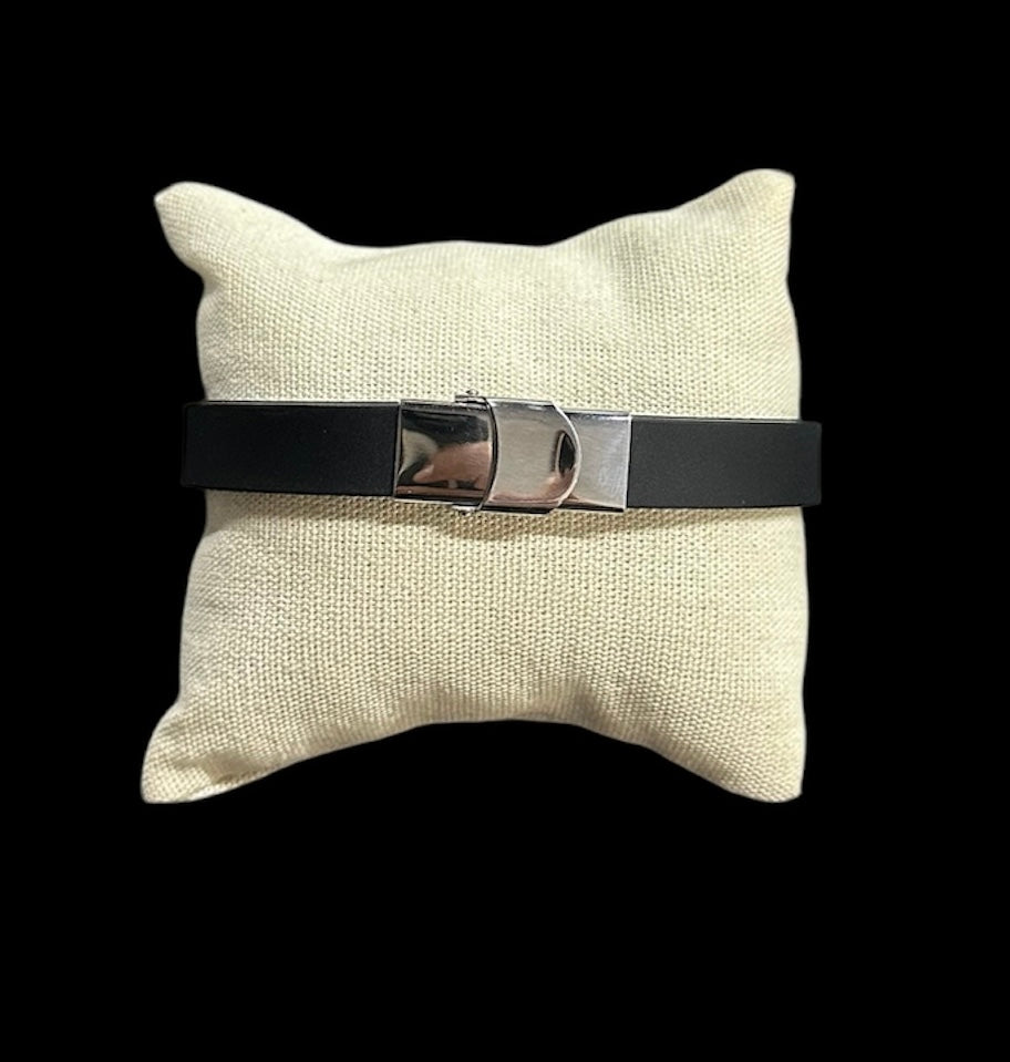 Pulsera Acero y Caucho Cruz