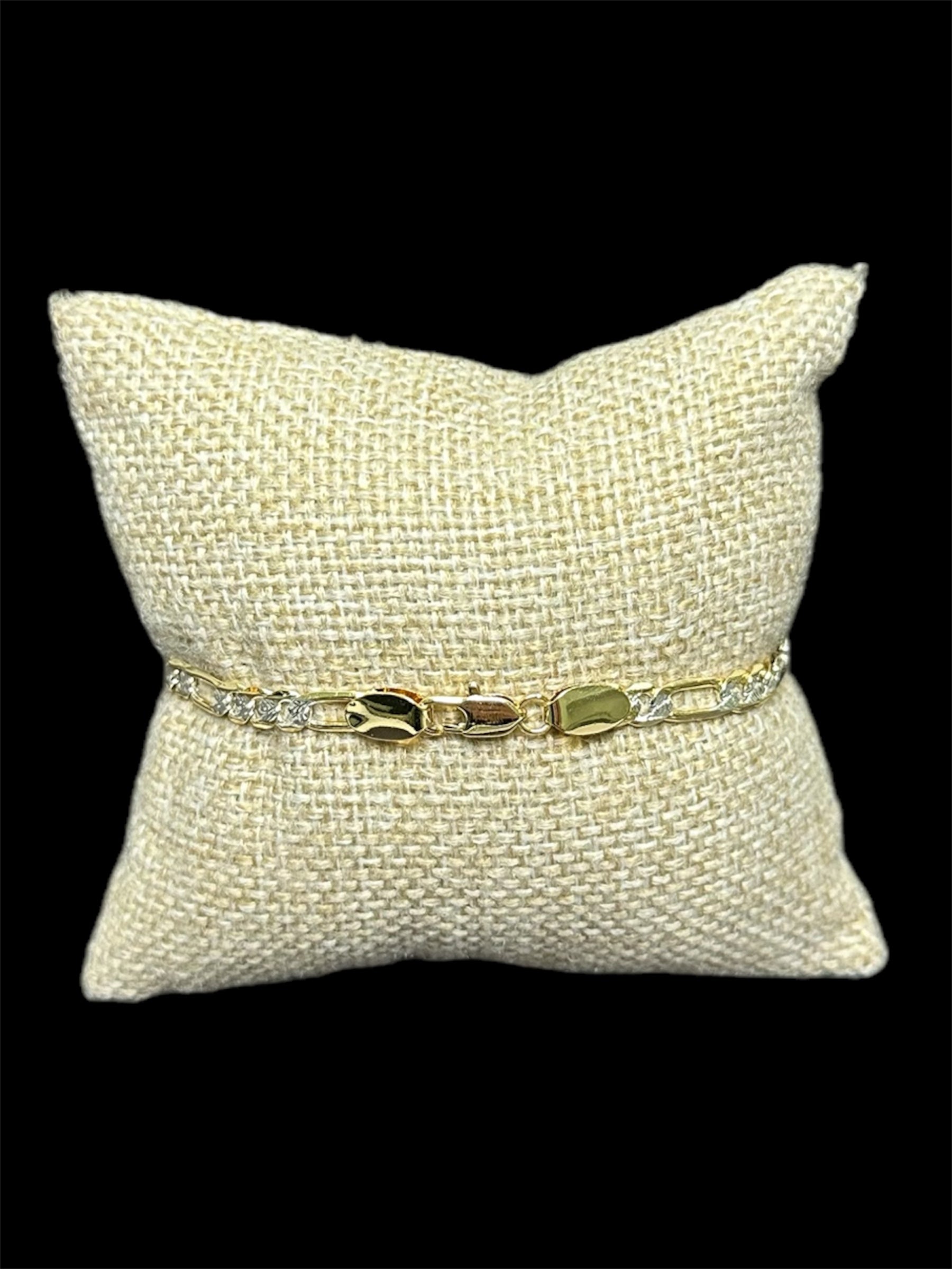Pulsera Crtr Combinada Oro Laminado 4 mm