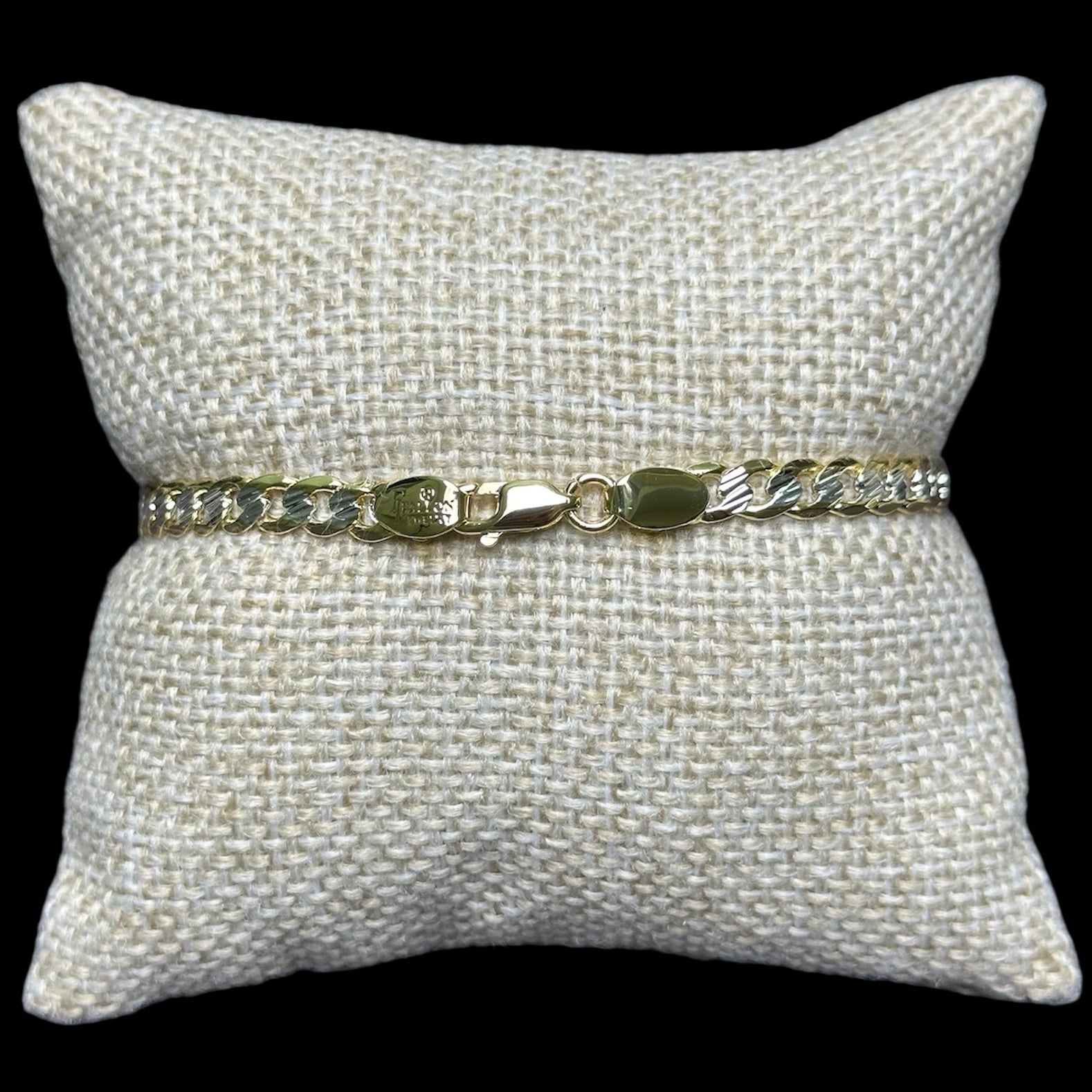 Esclava Barbada Combinada Oro Laminado 18 K