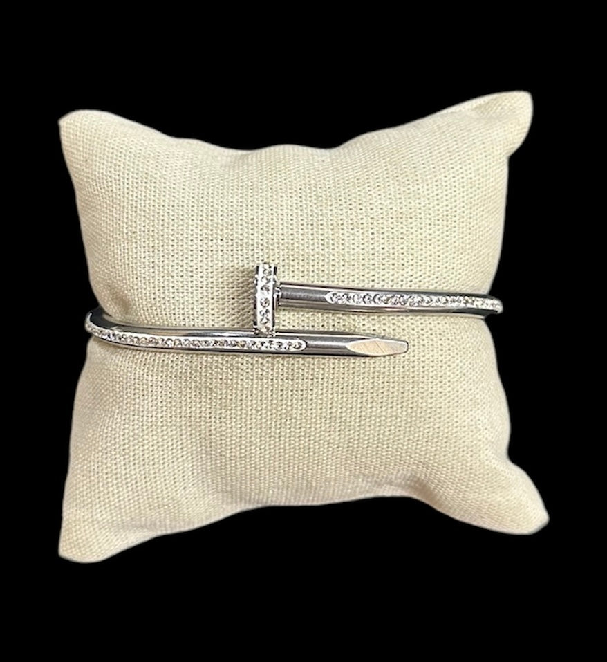 Pulsera Crtr Tornillo Plata Zirconias