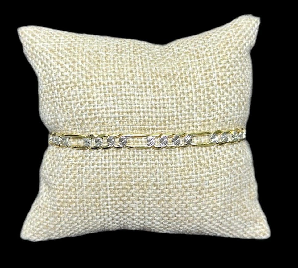 Pulsera Crtr Combinada Oro Laminado 5 mm
