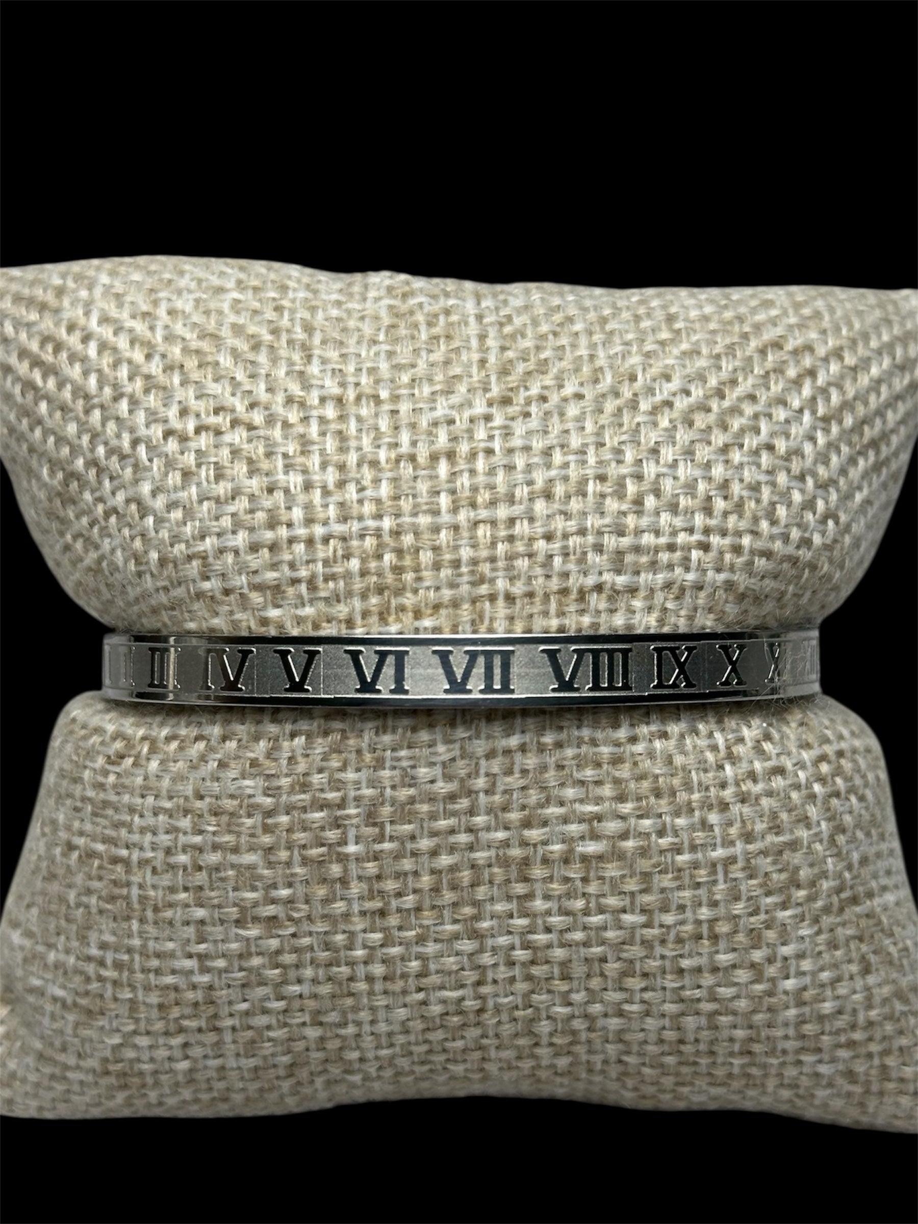 Pulsera Numeros Romanos 7 mm Plata