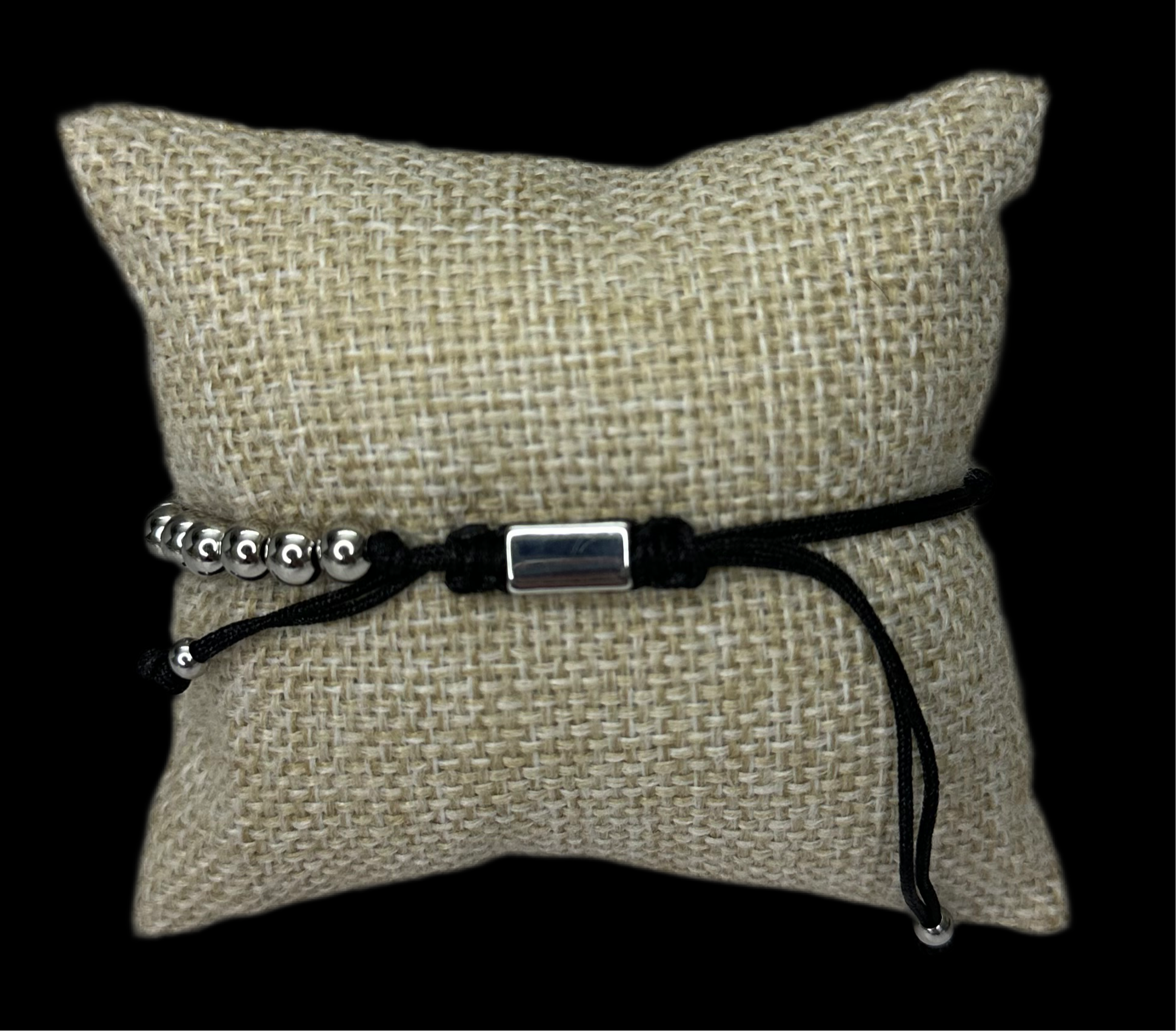 Pulsera Perlas Plata Cruz Acero Inoxidable