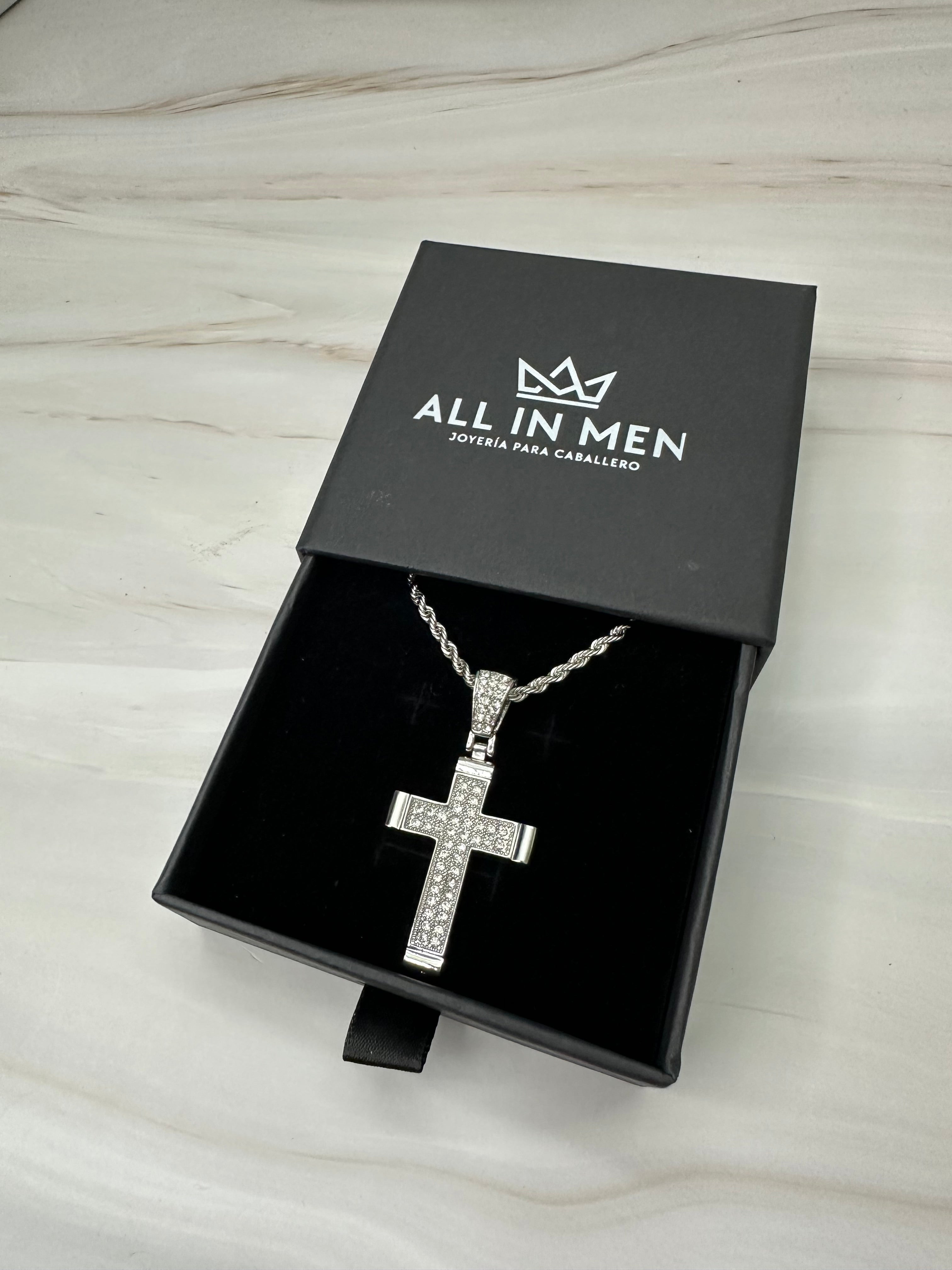 Cadena con Dije Cruz Zirconias Plana 5 cm
