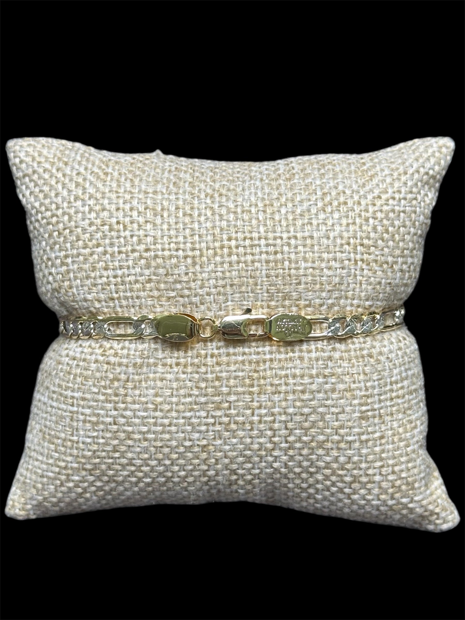 Pulsera Crtr Combinada Oro Laminado 4 mm