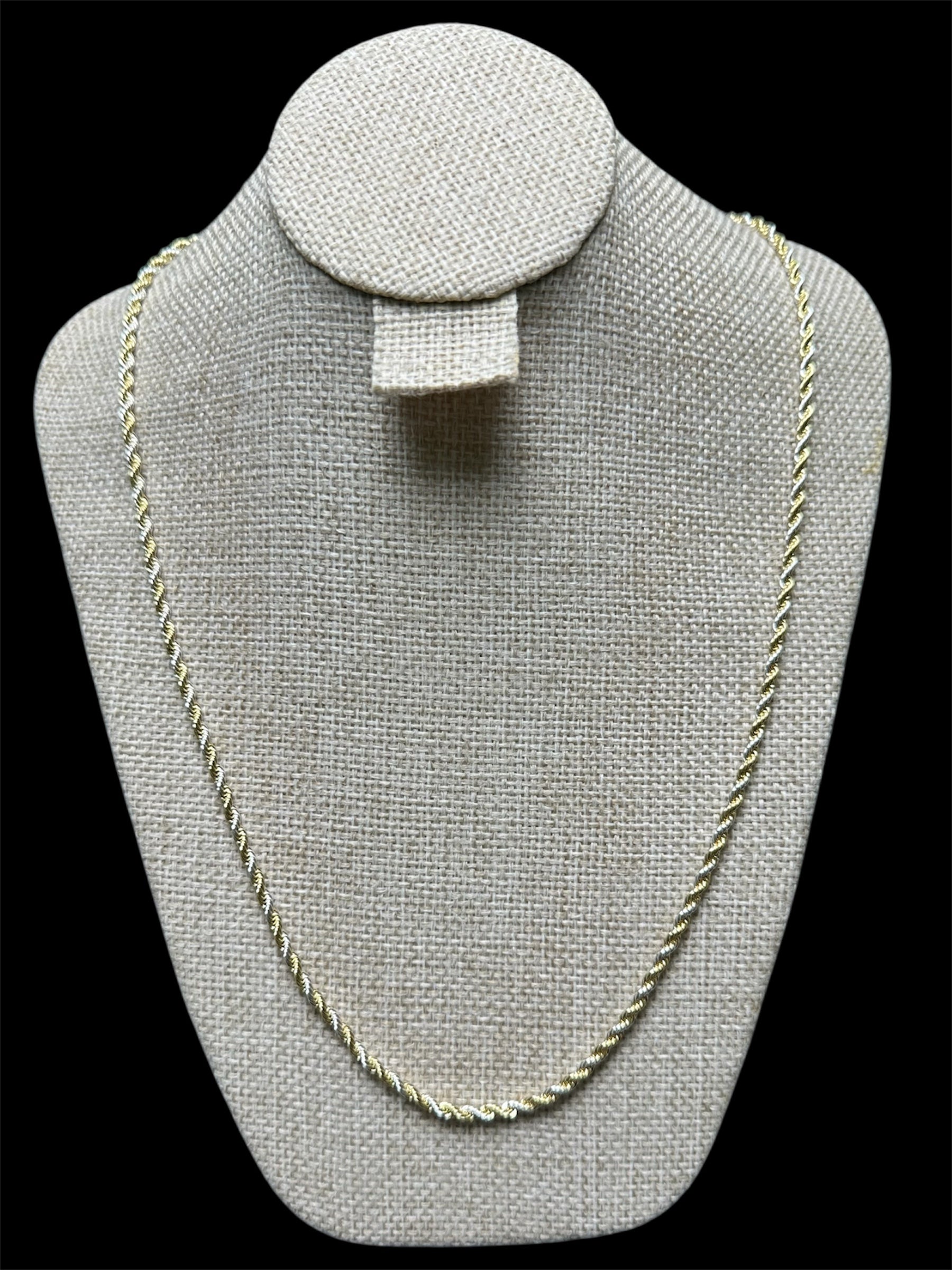 Cadena Torzal Combinada Oro Laminado 3 mm