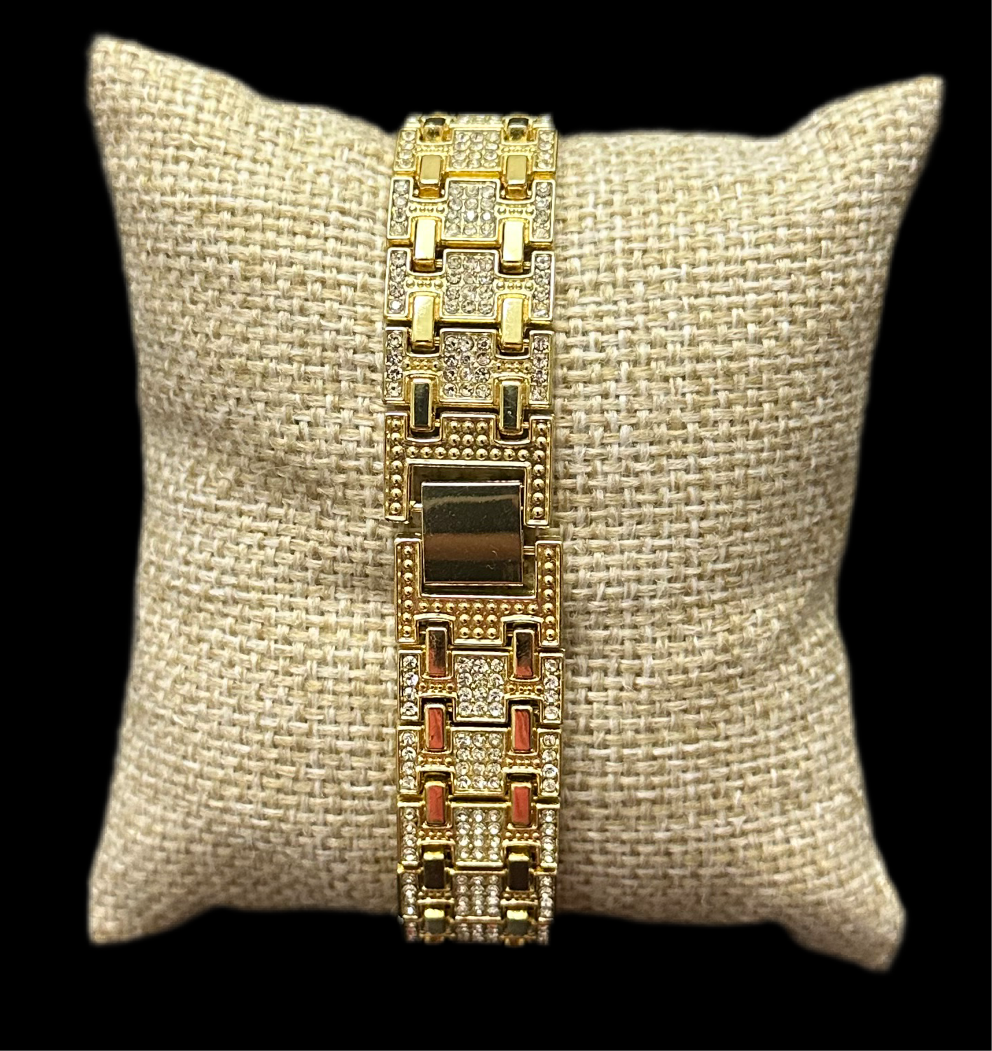 Reloj Zirconias Hexagonal Dorado