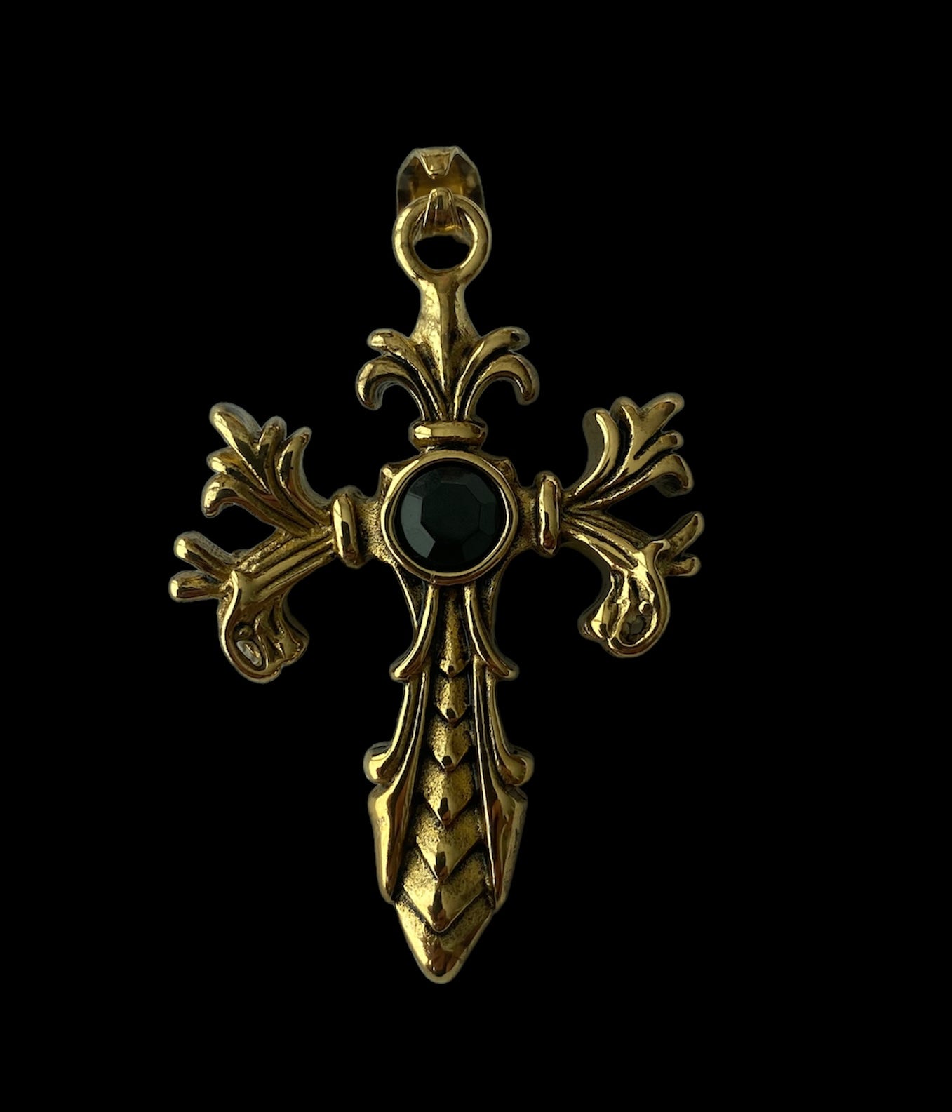 Dije Dorado Cruz Piedra Negra