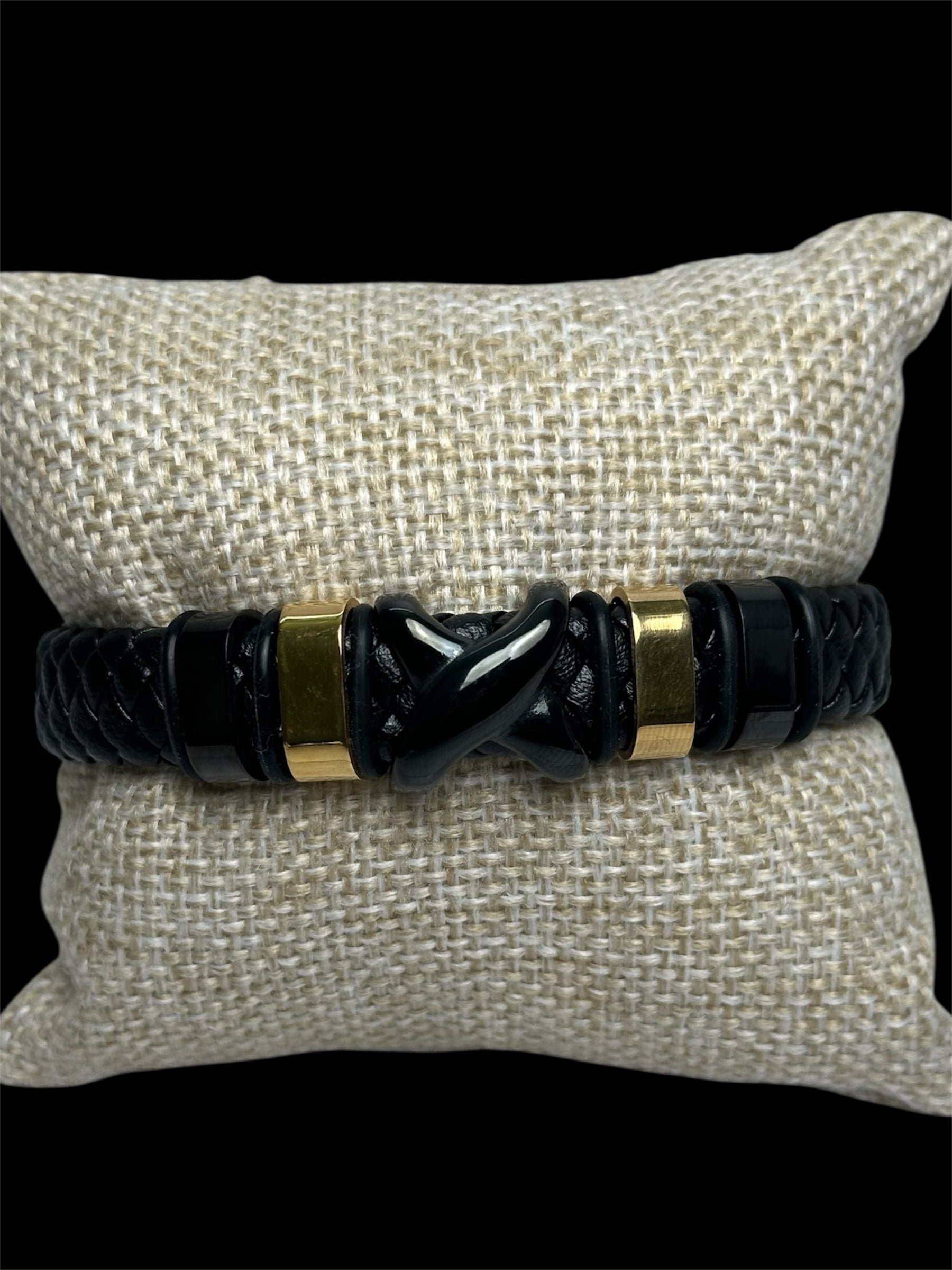 Pulsera Cuero X Negra