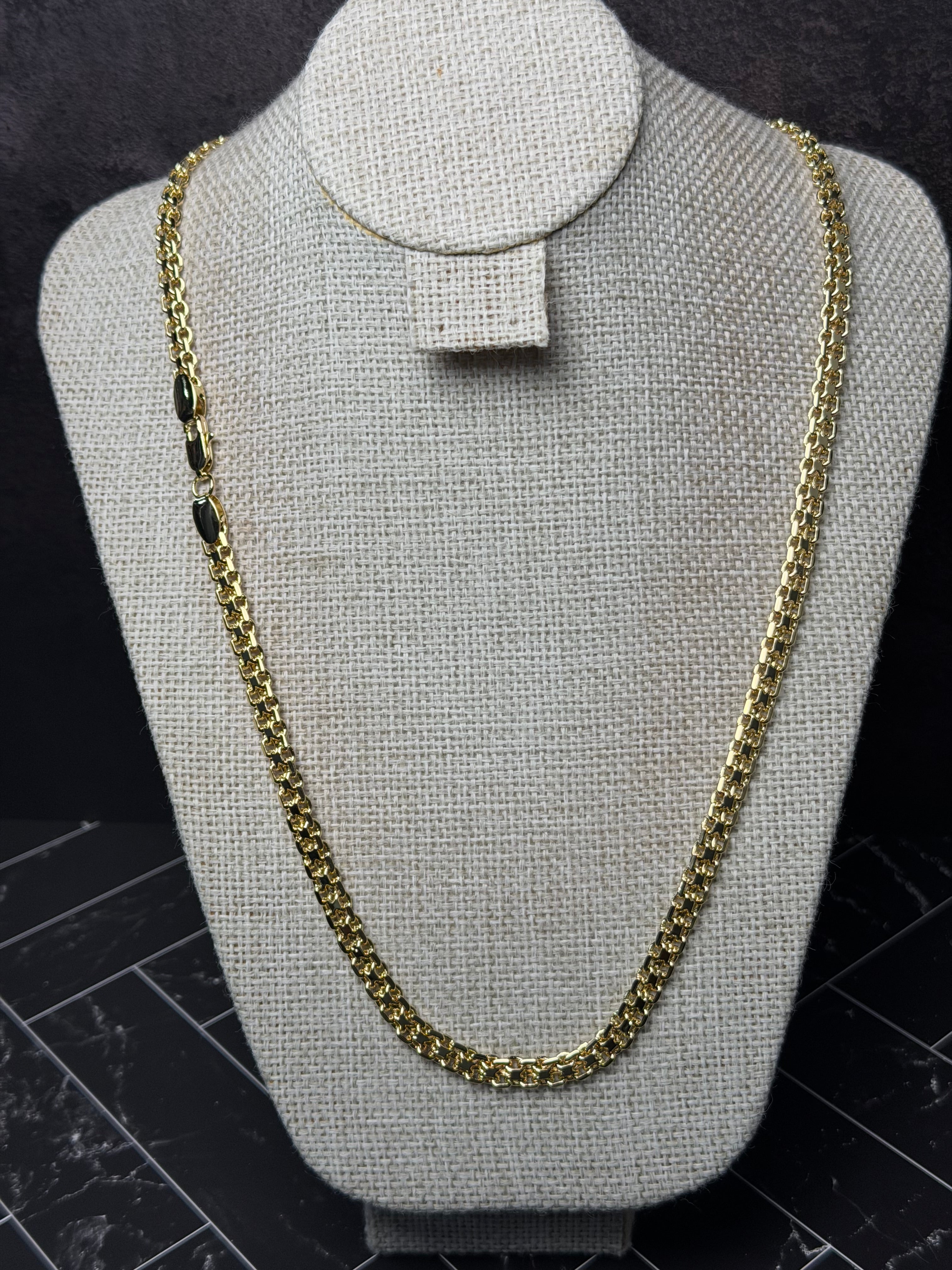 Cadena Tejido Chino 5.5 mm Oro Laminado 18 K
