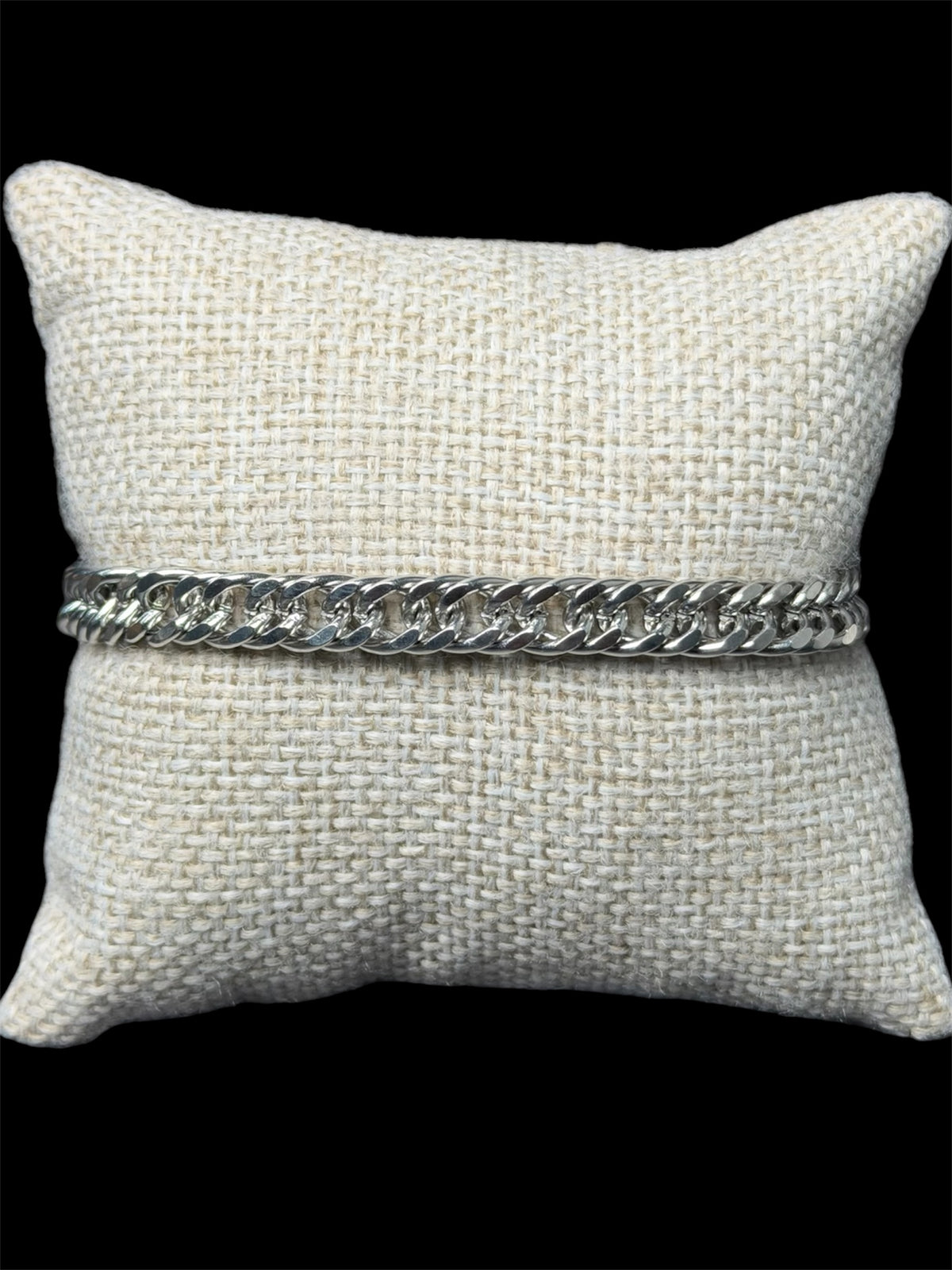 Pulsera Eslabones Plata 6 mm Acero Inoxidable