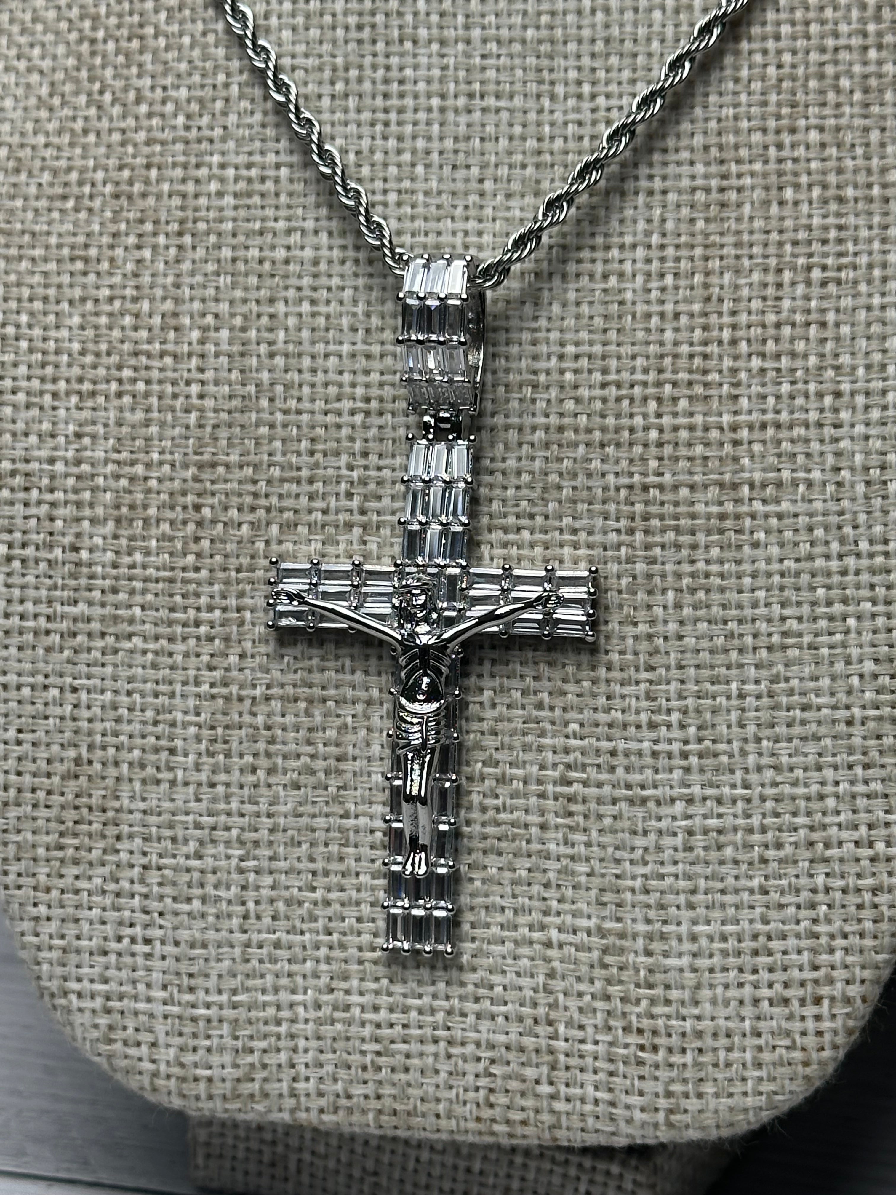 Cadena Torzal Plata Dije Cruz Grande