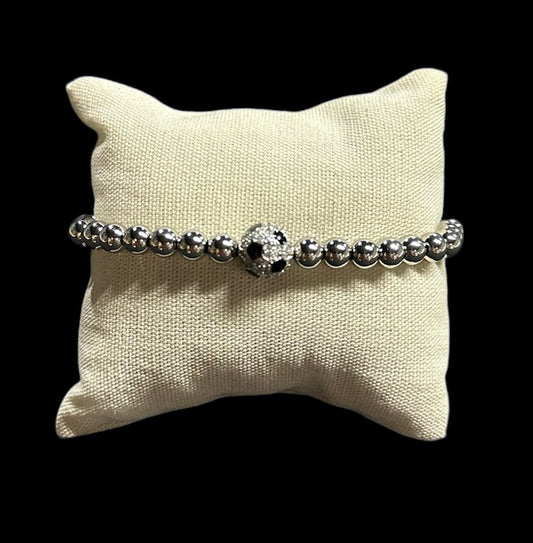 Pulsera Perlas Plata Futbol