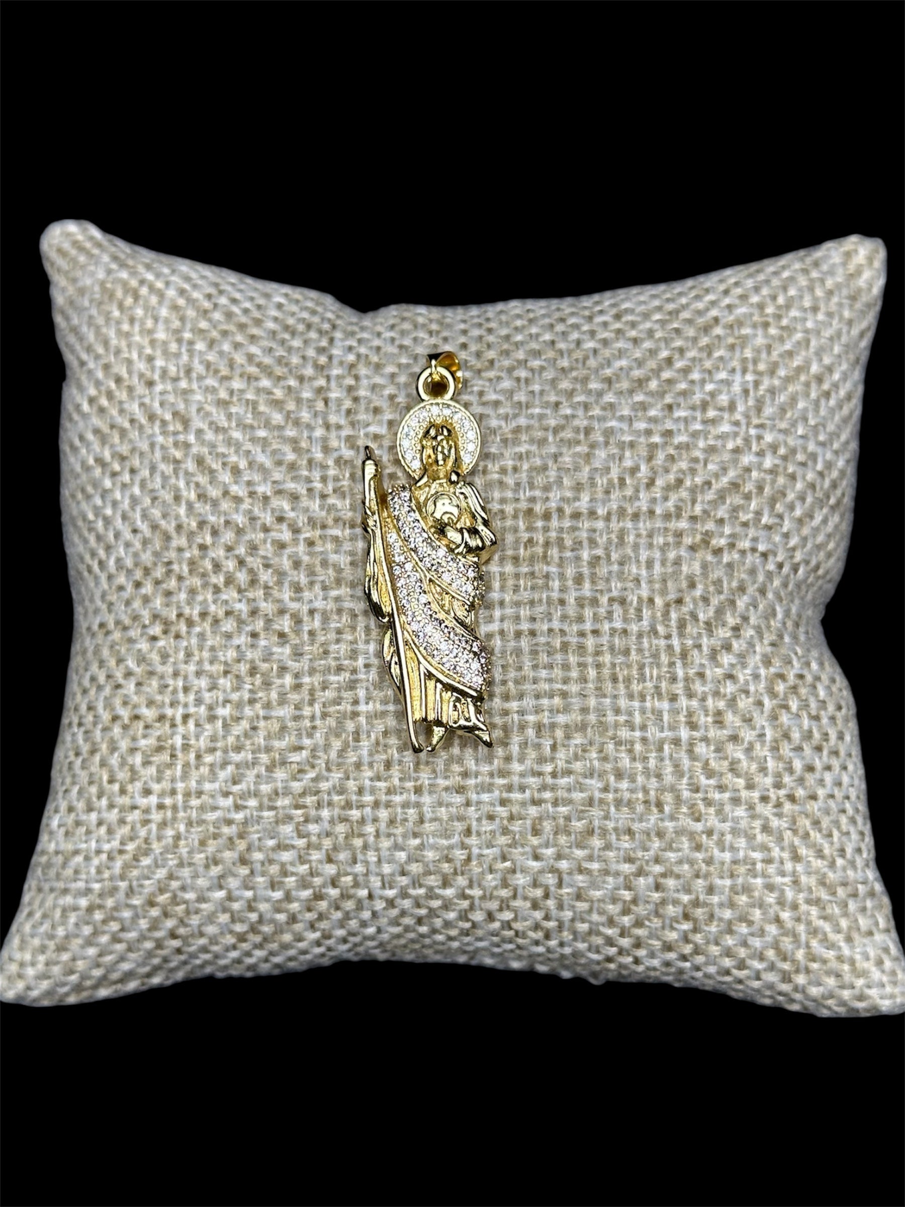 Dije San Judas Dorado Zirconias 4 cm