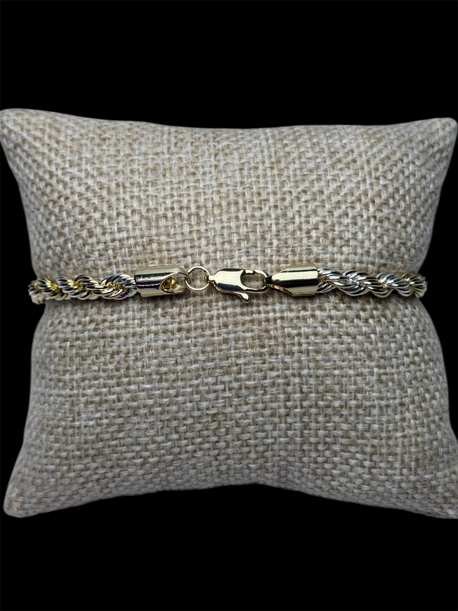 Pulsera Torzal Combinada 5 mm Oro Laminado 18 K