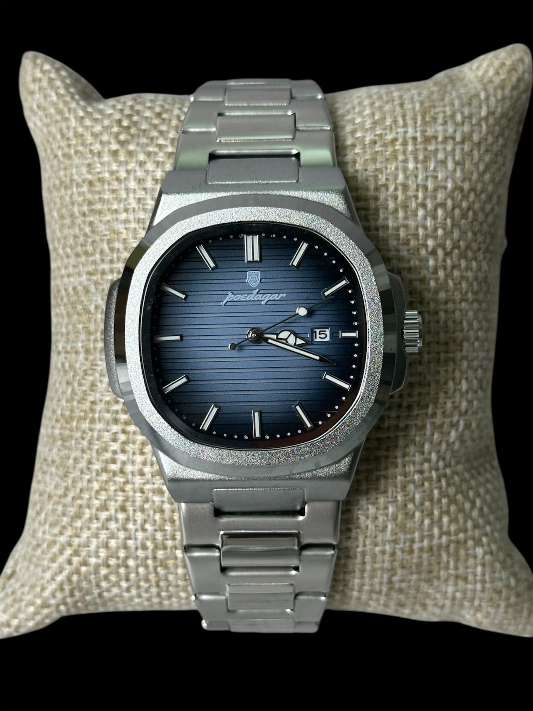 Reloj Plata Fondo Azul