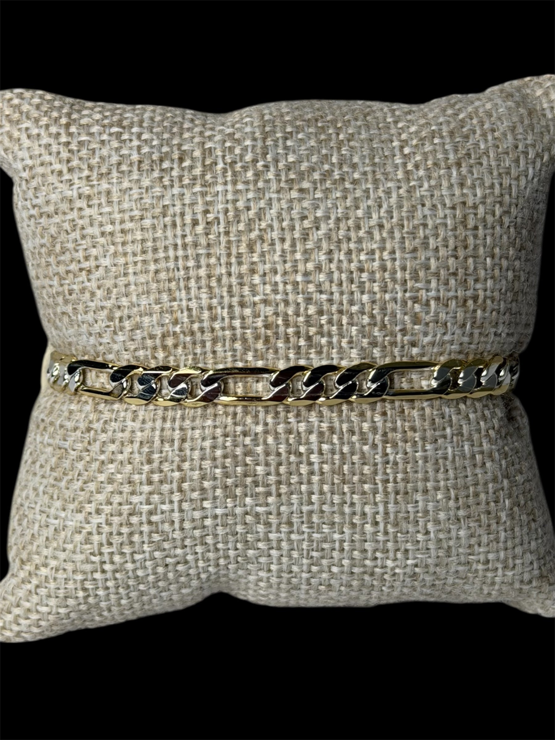 Pulsera Crtr Combinada Plana 6 mm Oro Laminado