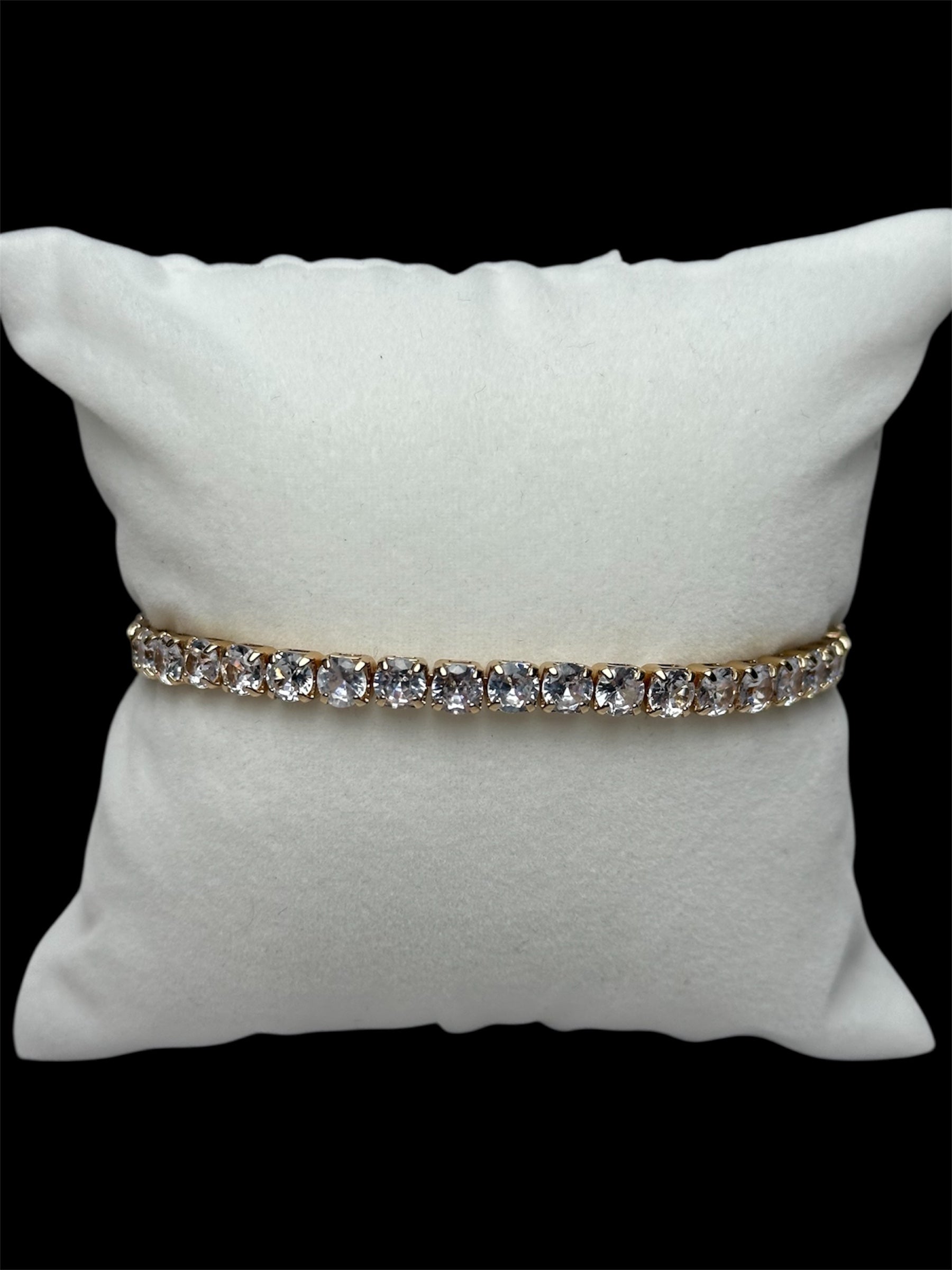 Pulsera Tenis 3 mm Champaña Plata