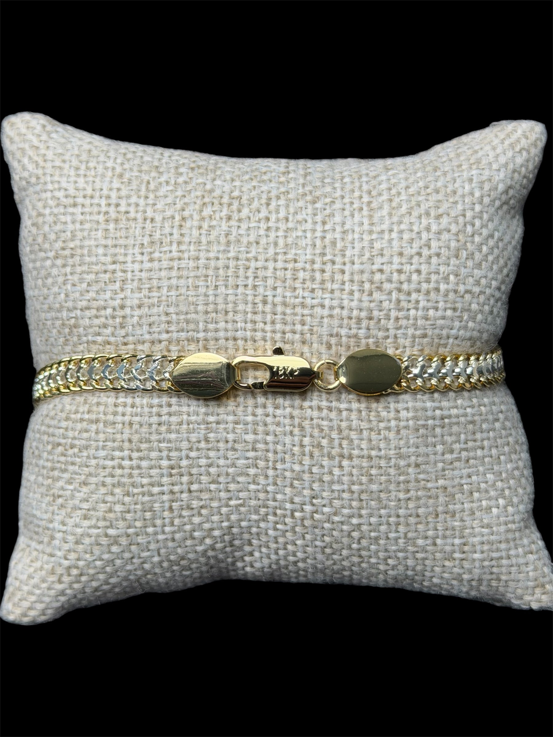 Pulsera Petatillo Combinada 6 mm Oro Laminado 18 K