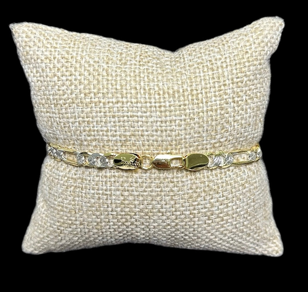 Pulsera Crtr Combinada Oro Laminado 5 mm