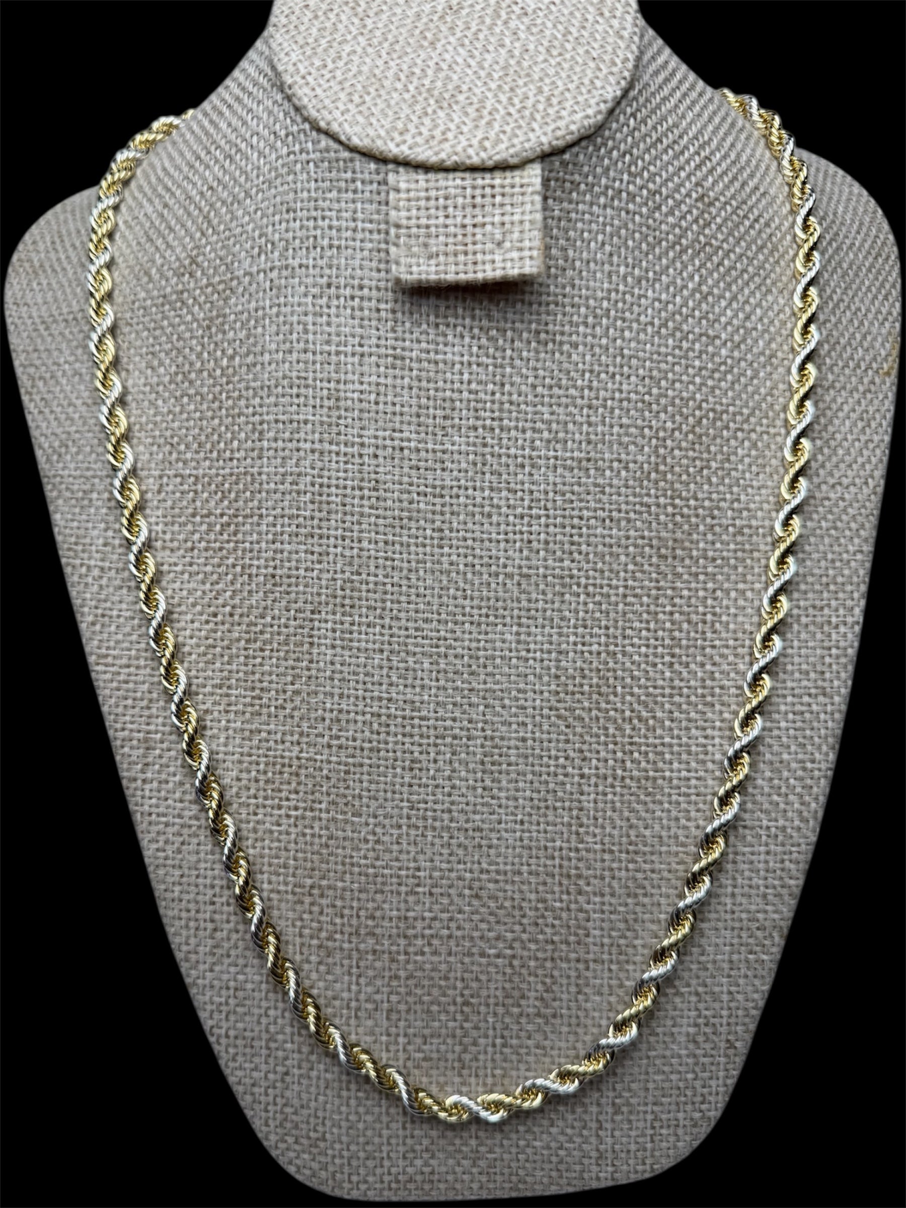 Cadena Torzal Combinada 5 mm Oro Laminado 18 K