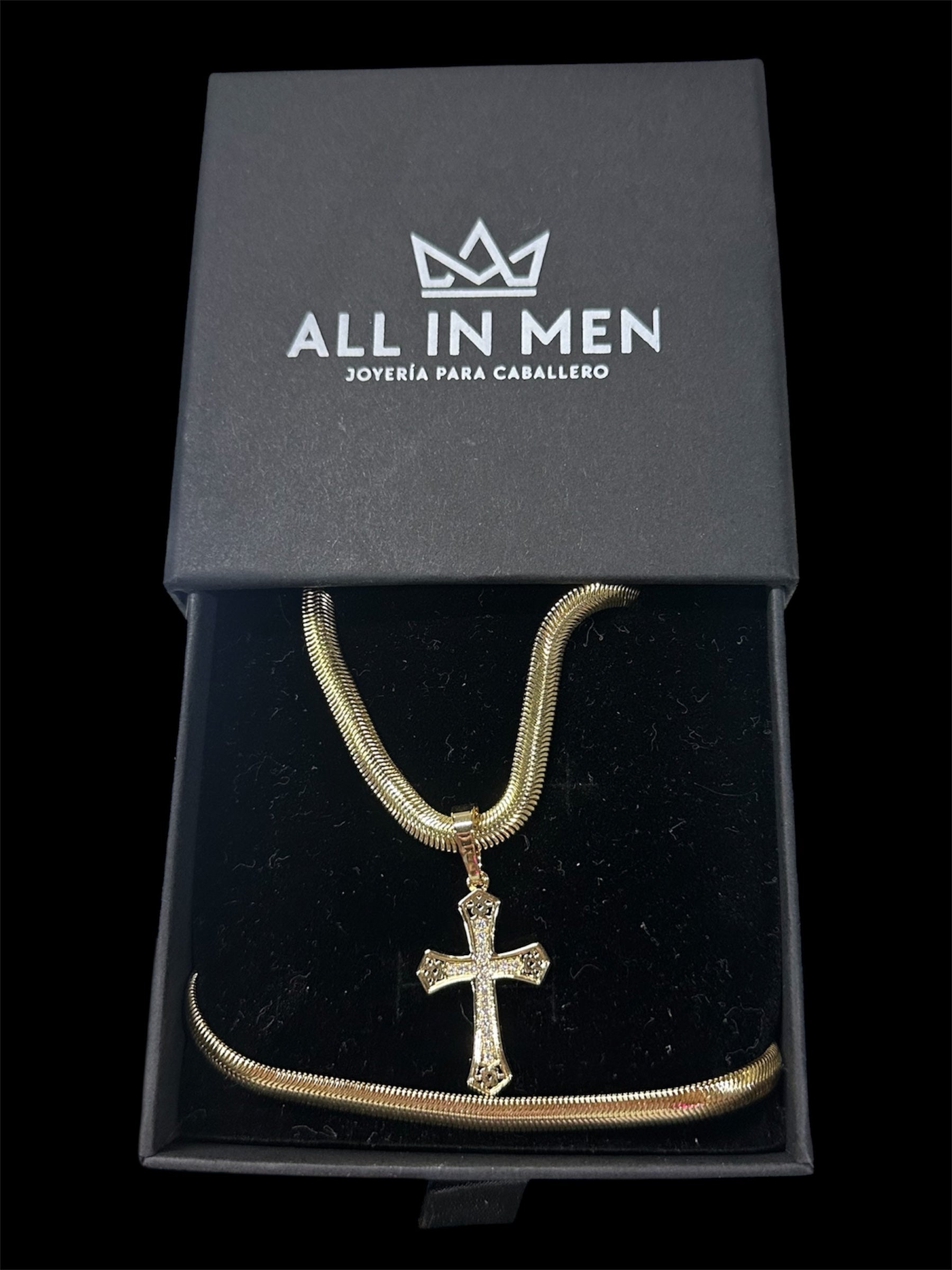 Set Snake con Dije Cruz Oro Laminado 18 K
