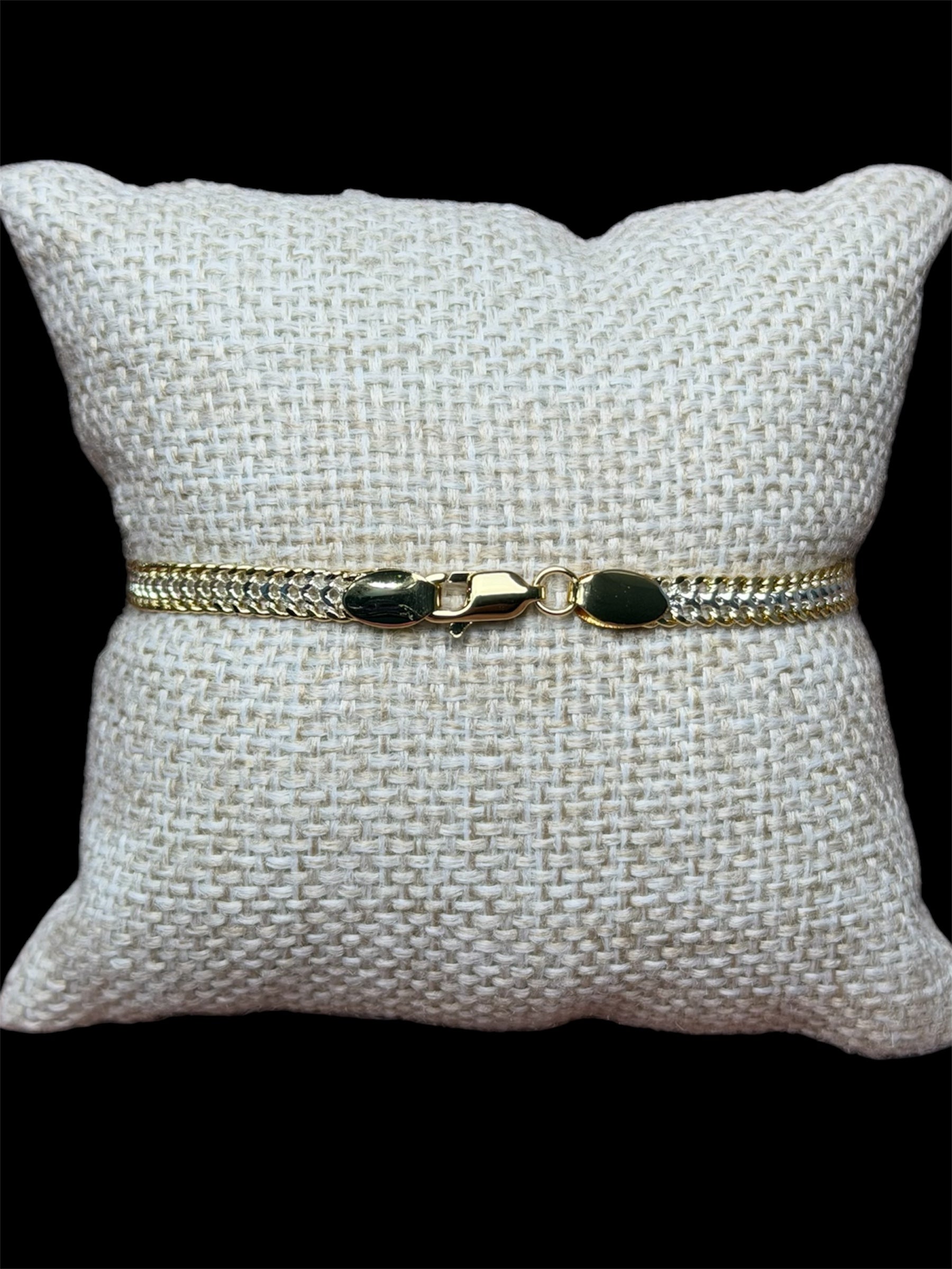 Pulsera Petatillo Combinada 4.7 mm Oro Laminado 18 K