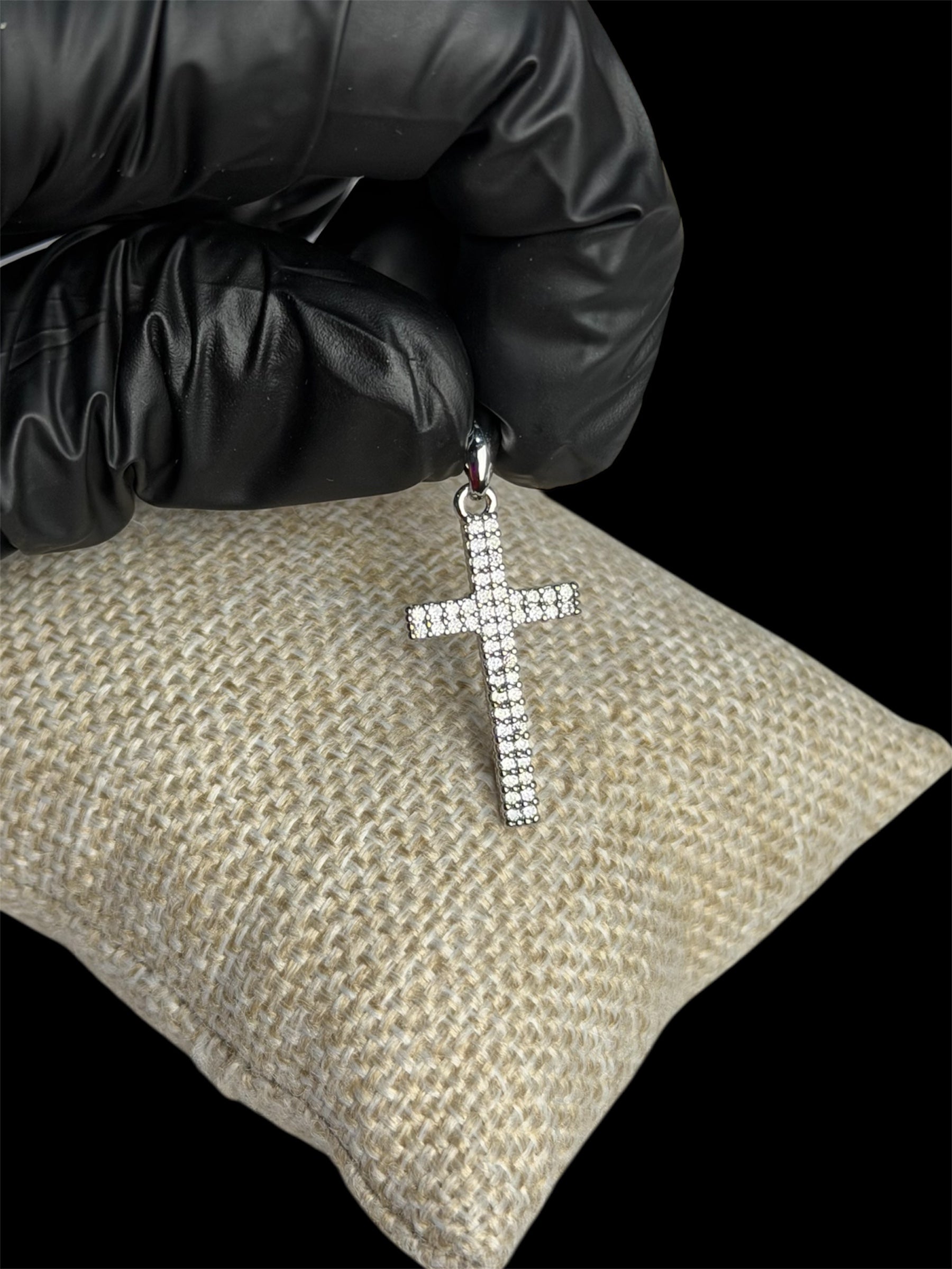 Dije Cruz Zirconias 3 cm Laminado Plateado