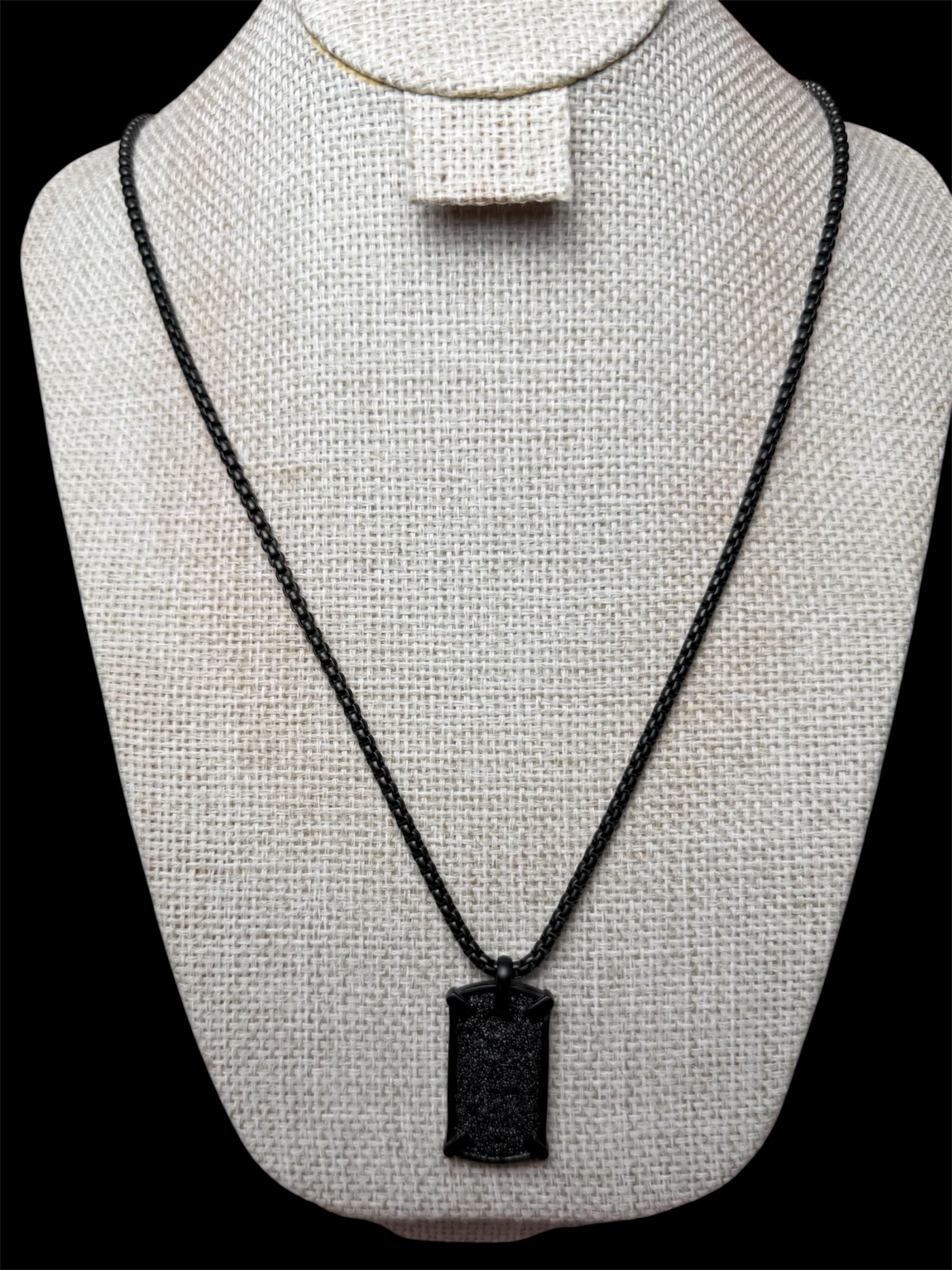 Cadena Placa Negra Acero Inoxidable