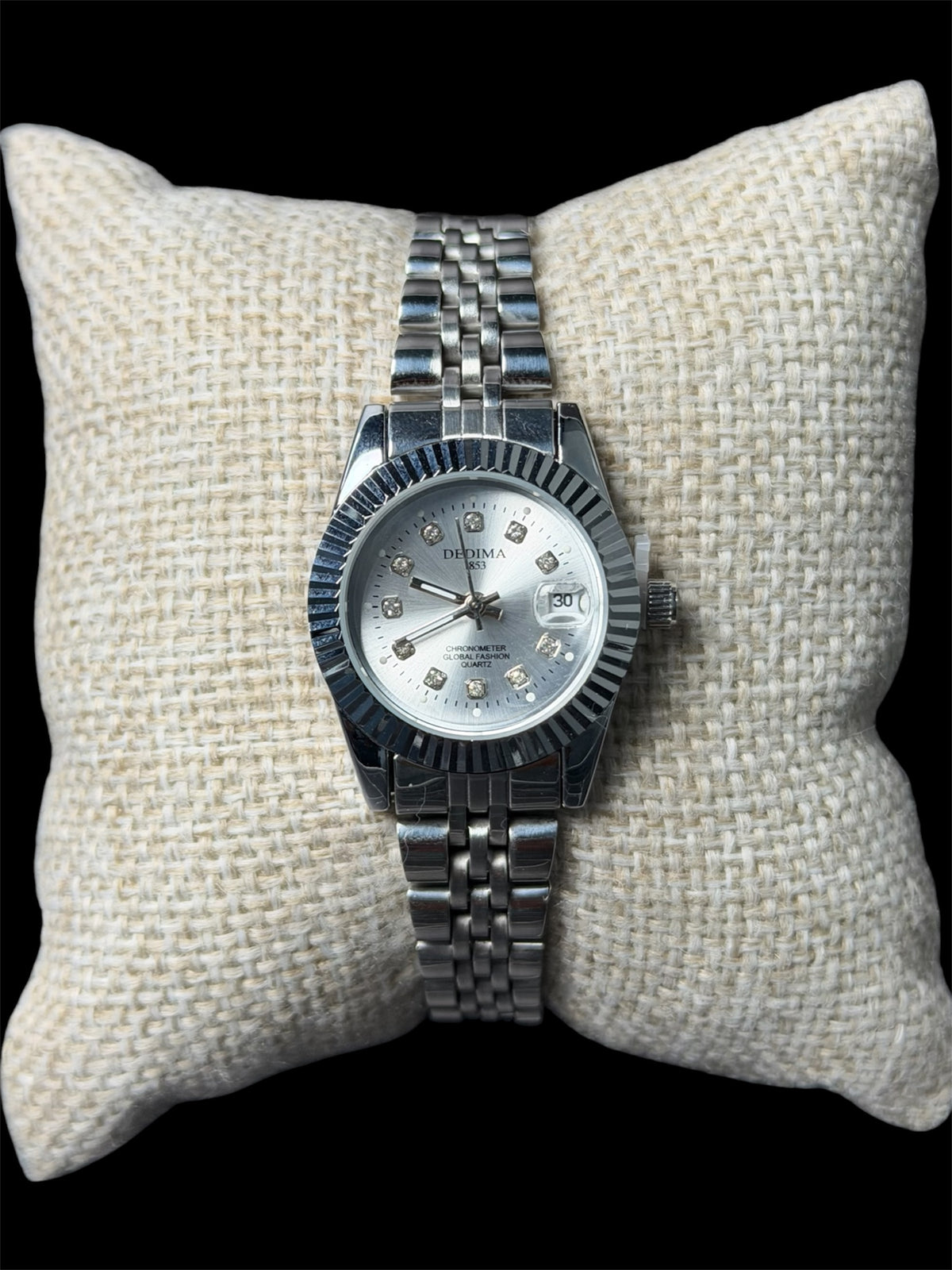 Reloj Tipo Rlx Plata Negro Chico