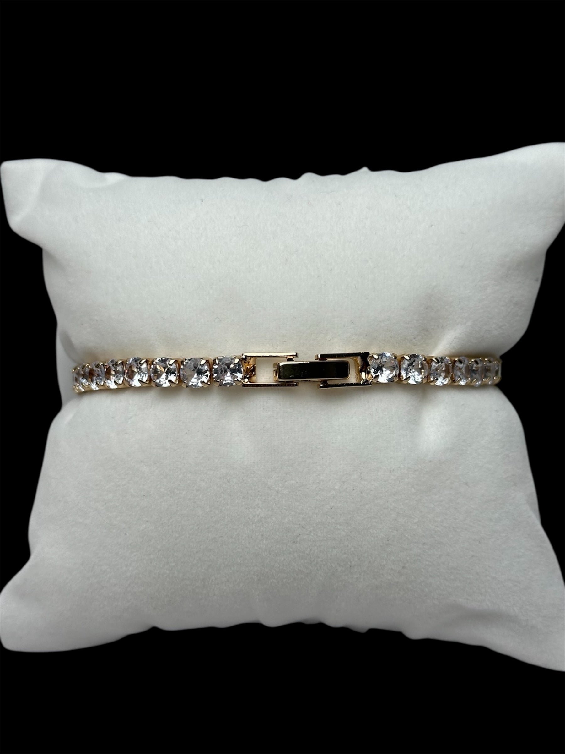Pulsera Tenis 3 mm Champaña Plata