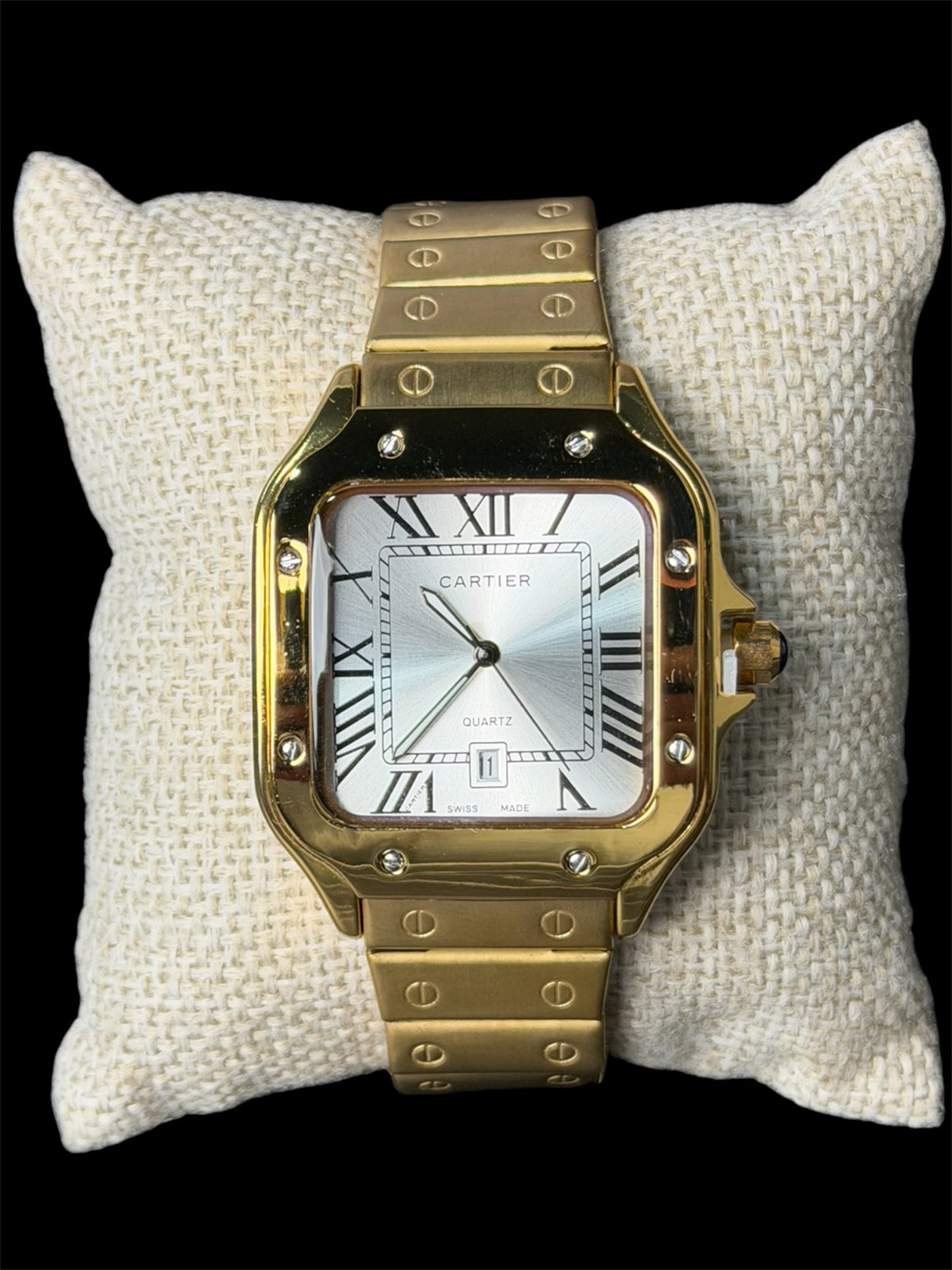 Reloj Santos Crtr Dorado Blanco