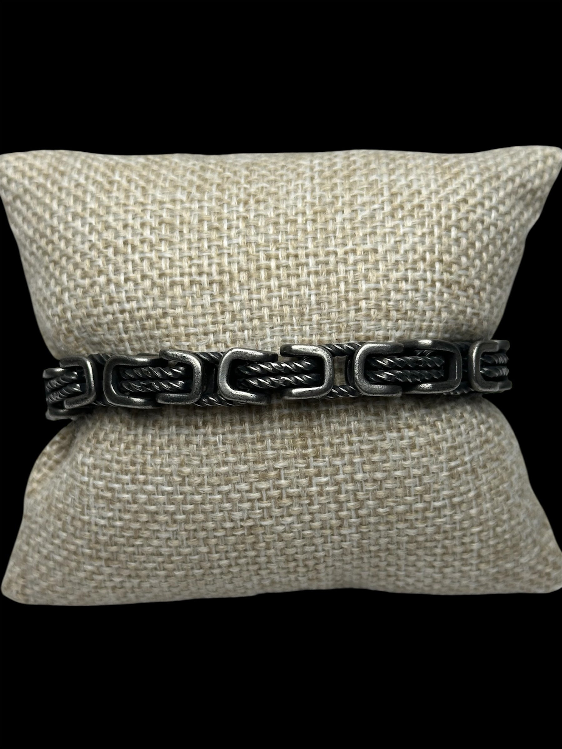 Pulsera Plata Negra 7 mm Acero Inoxidable