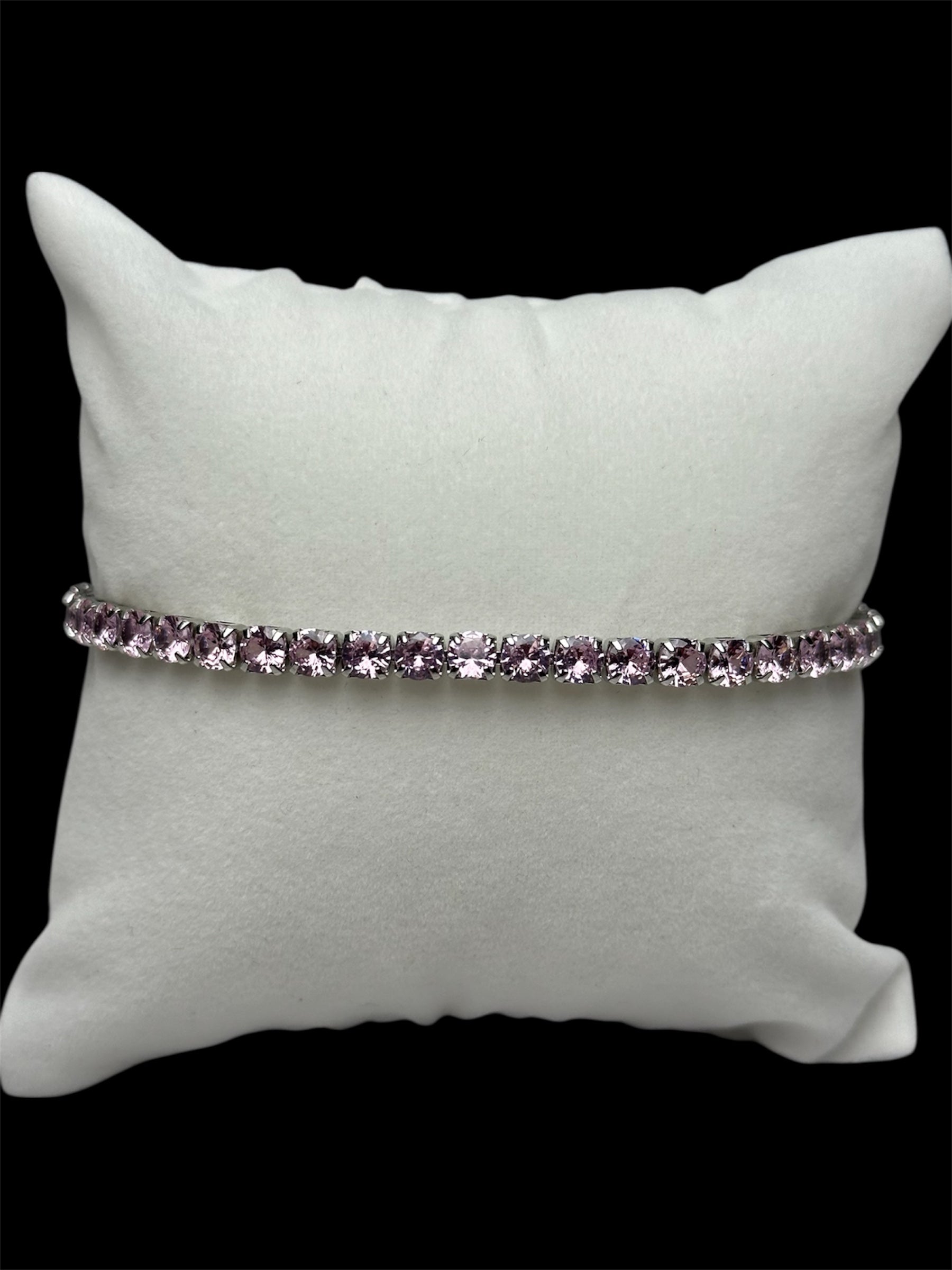 Pulsera Tenis 3 mm Rosa Plata