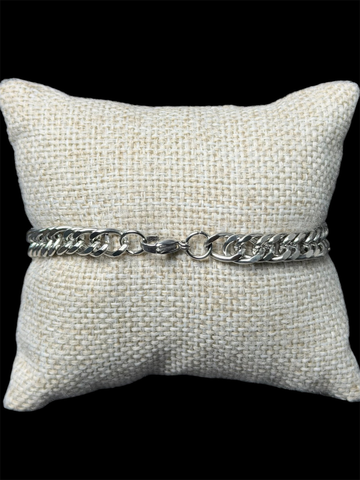 Pulsera Eslabones Plata 6 mm Acero Inoxidable
