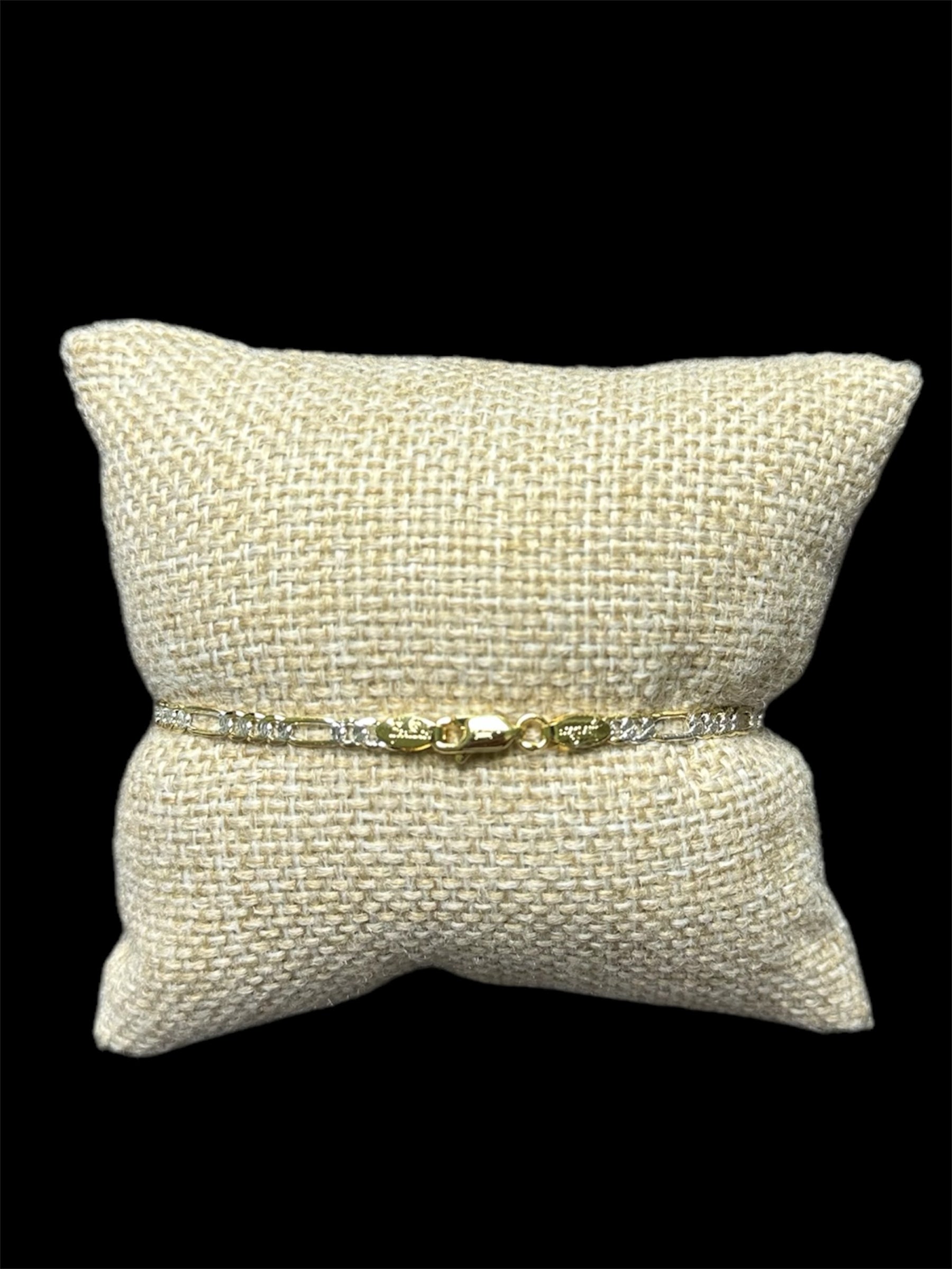Pulsera Crtr Combinada Oro Laminado 2 mm