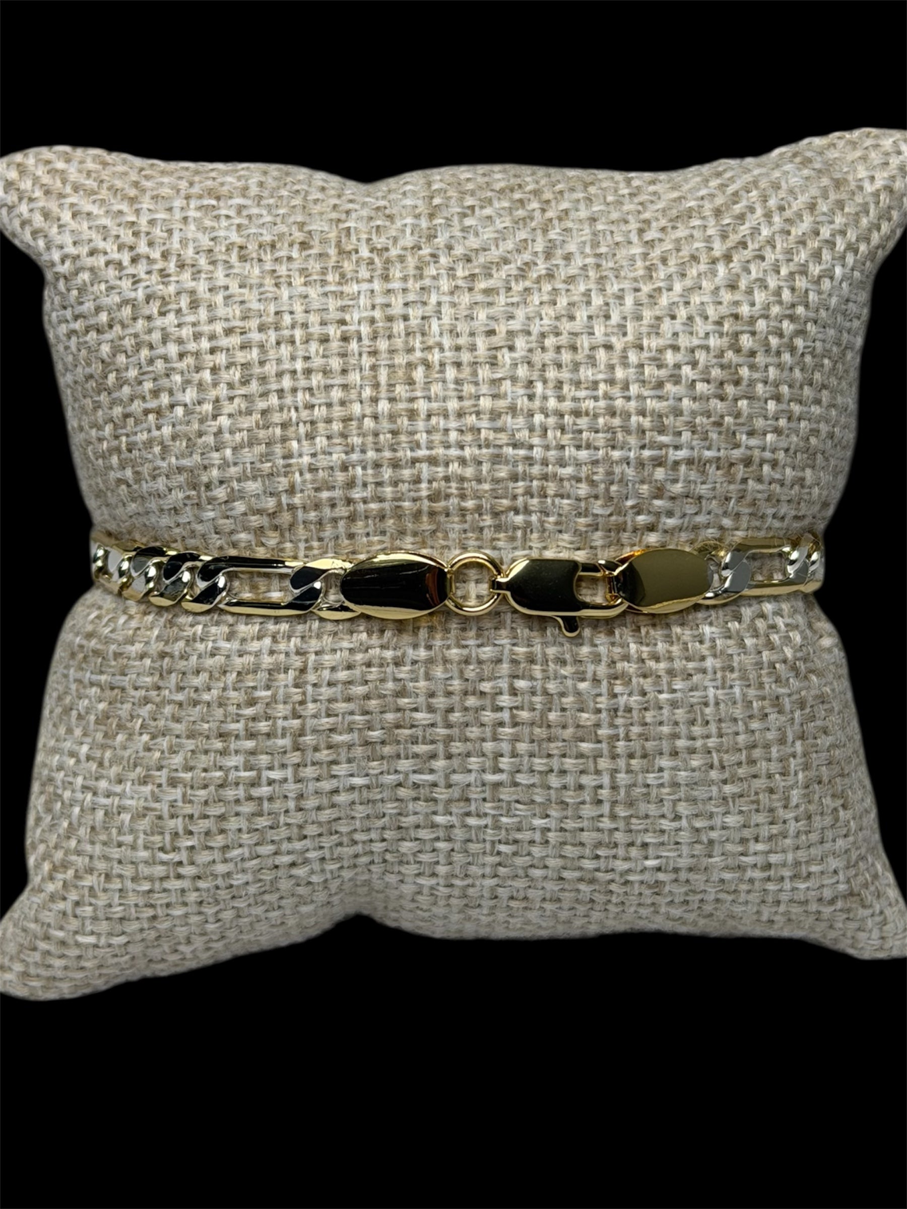 Pulsera Crtr Combinada Plana 6 mm Oro Laminado