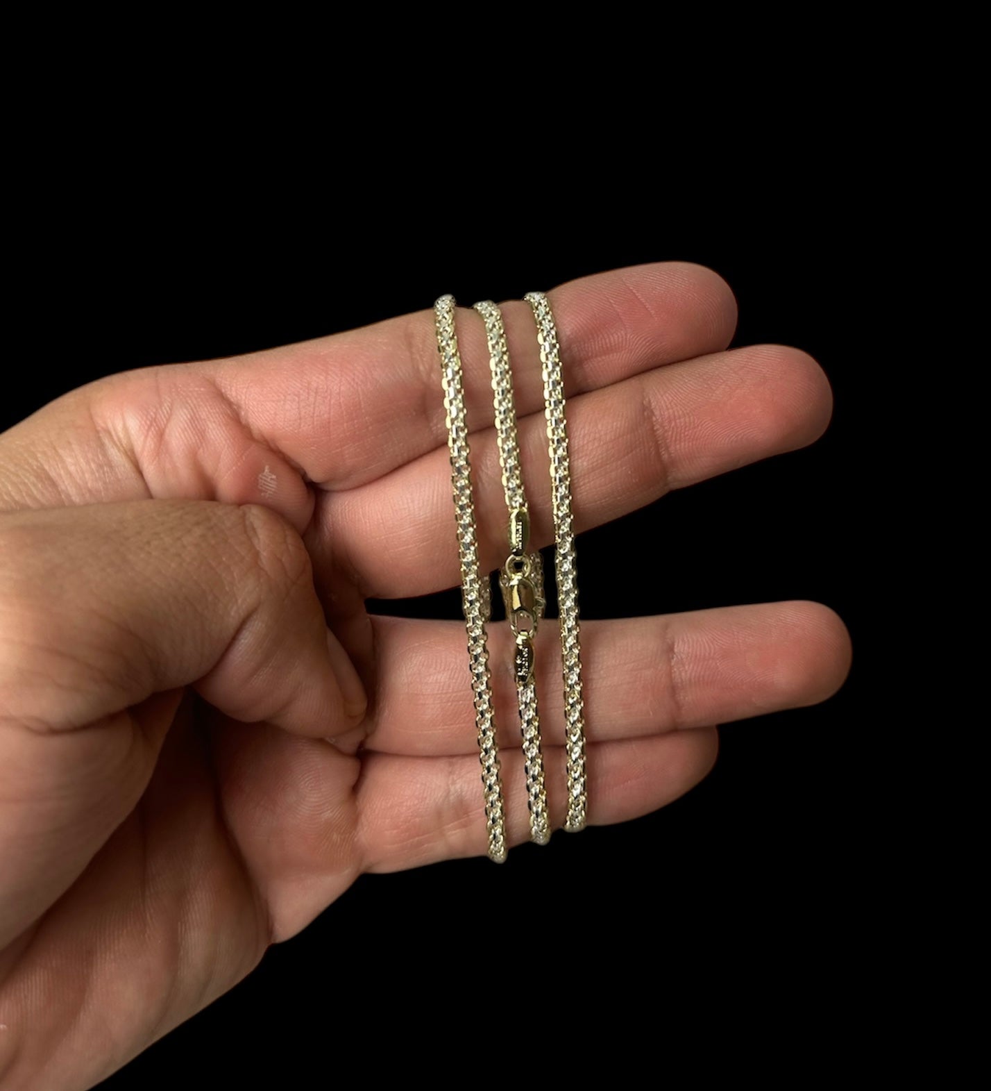 Cadena Combinada Lisa 3 mm Oro Laminado 18 K