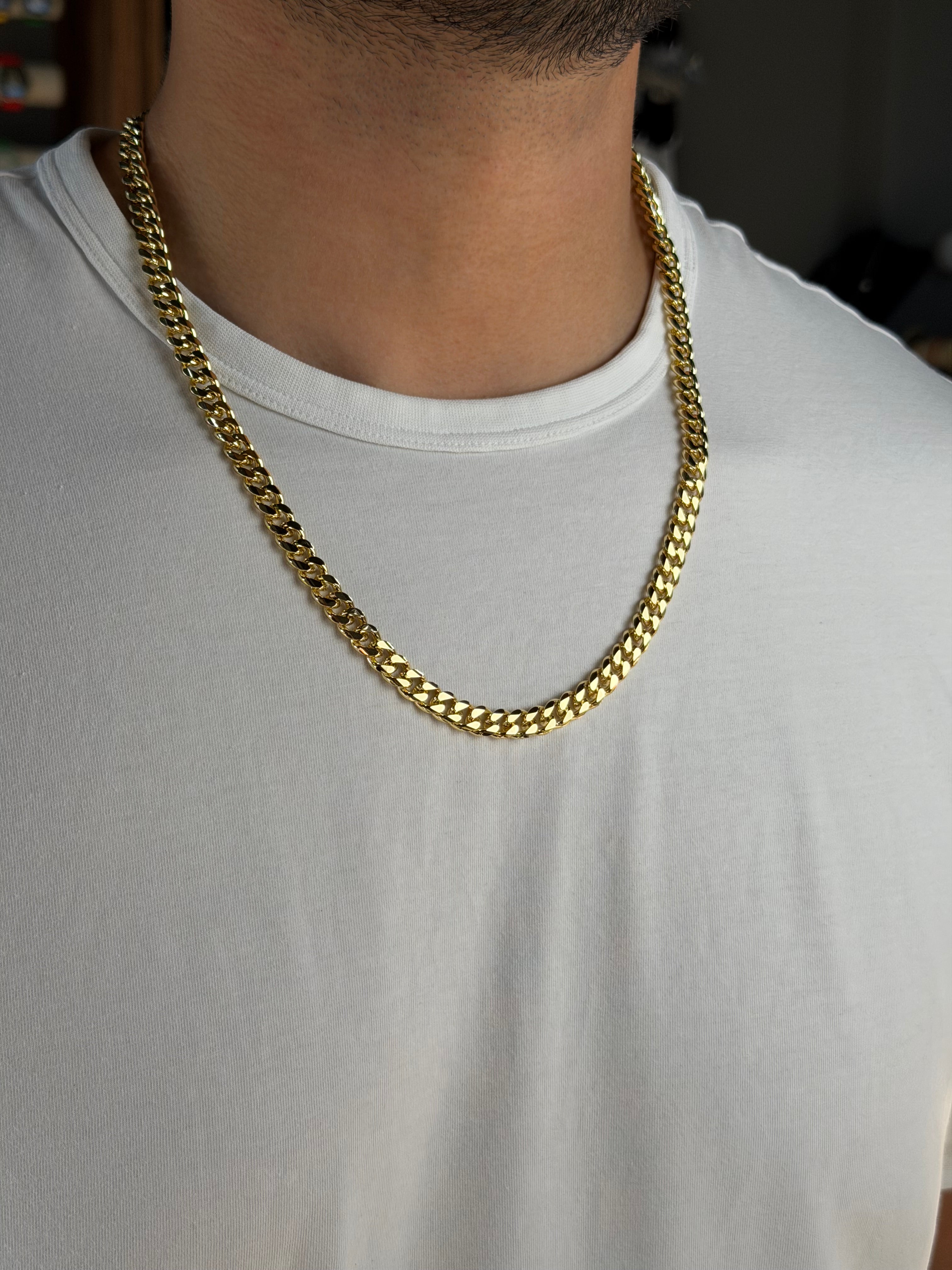 Cadena Cubana 7.5 mm Oro Laminado 18 K