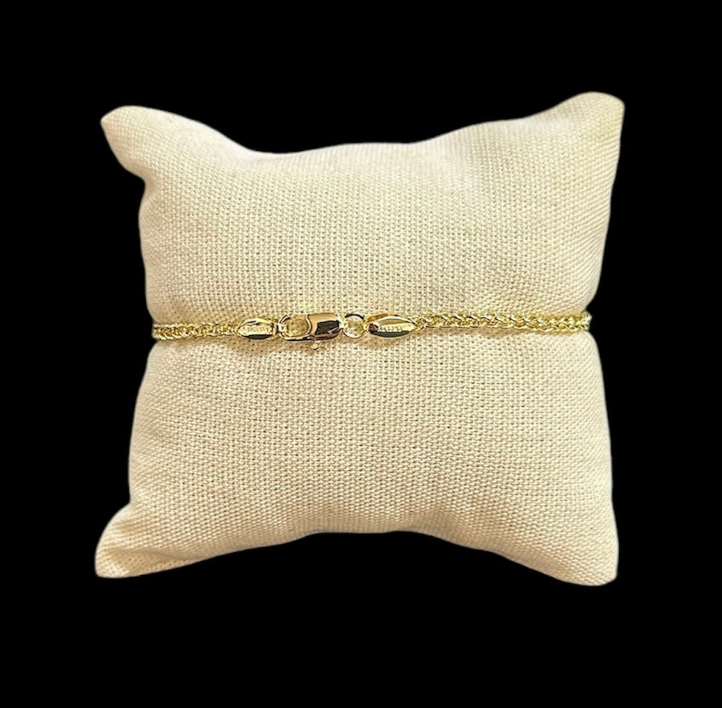 Pulsera Tipo Torzal 2 mm Oro Laminado 18 K