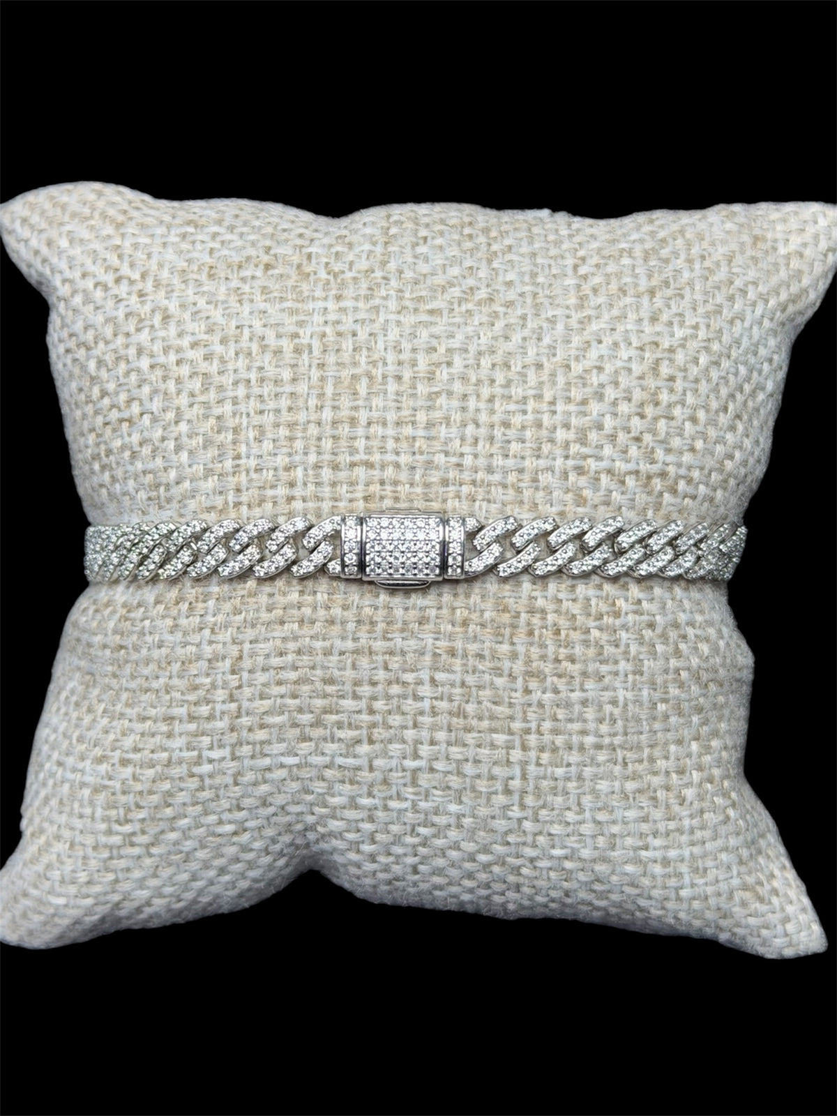 Pulsera Cubana Plata 925 Moisanita 5 mm