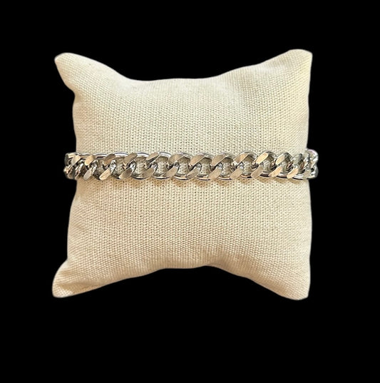 Pulsera Cubana Plata 6 mm Ajustable