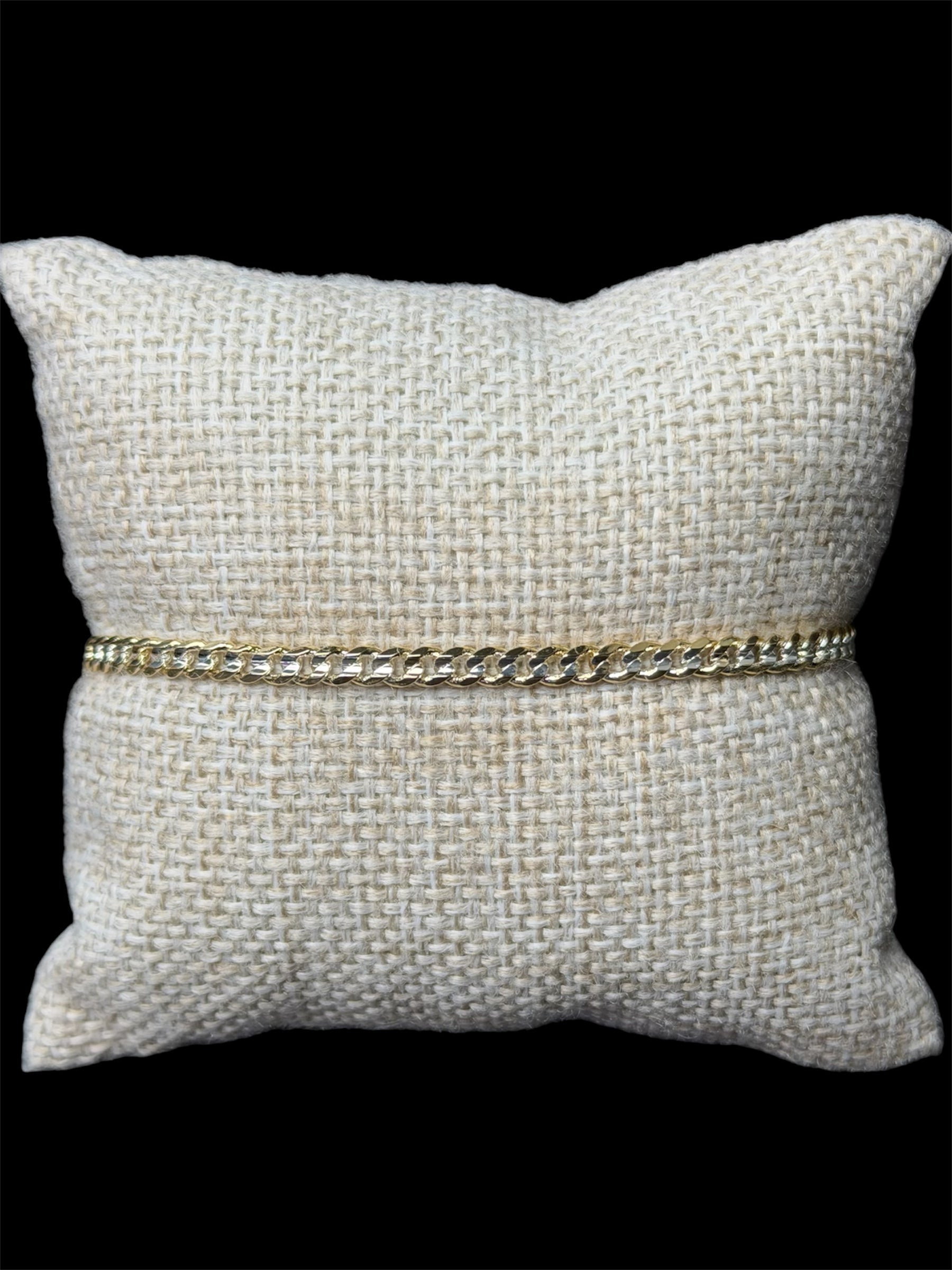 Pulsera Cubana Combinada 3 mm Oro Laminado 18 K
