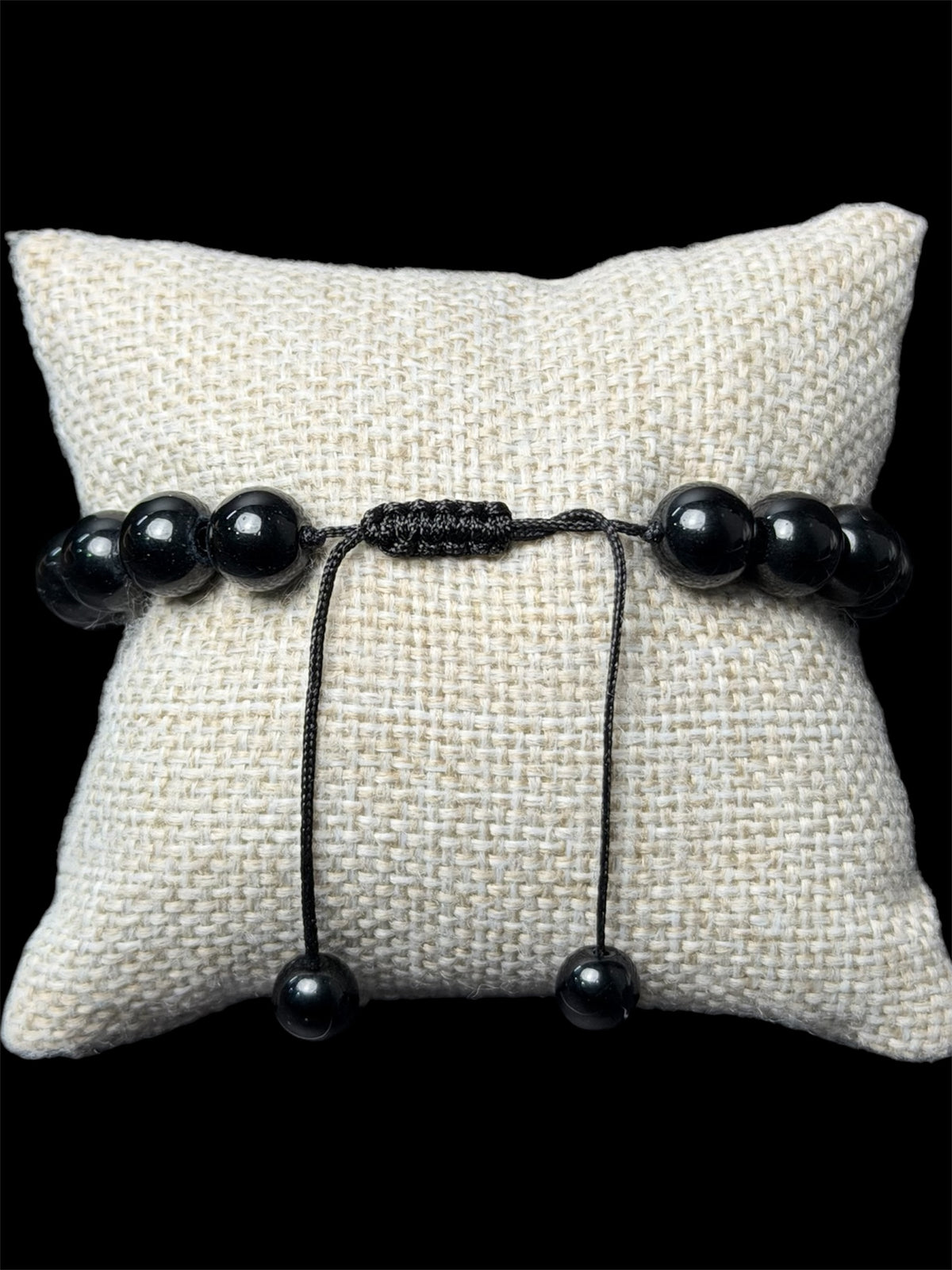 Pulsera Perlas Negra Cruz Acero
