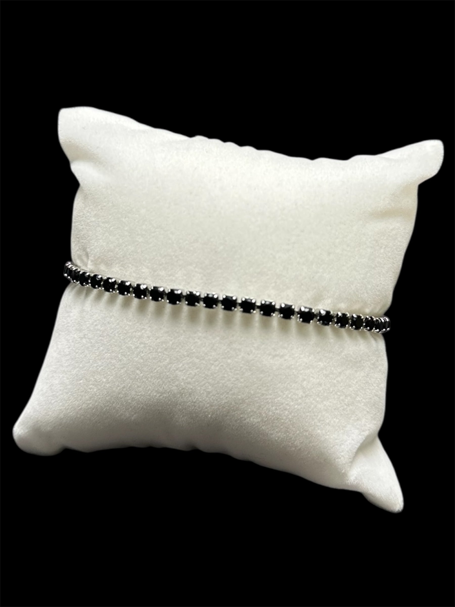 Pulsera Tenis 2 mm Plata Negra