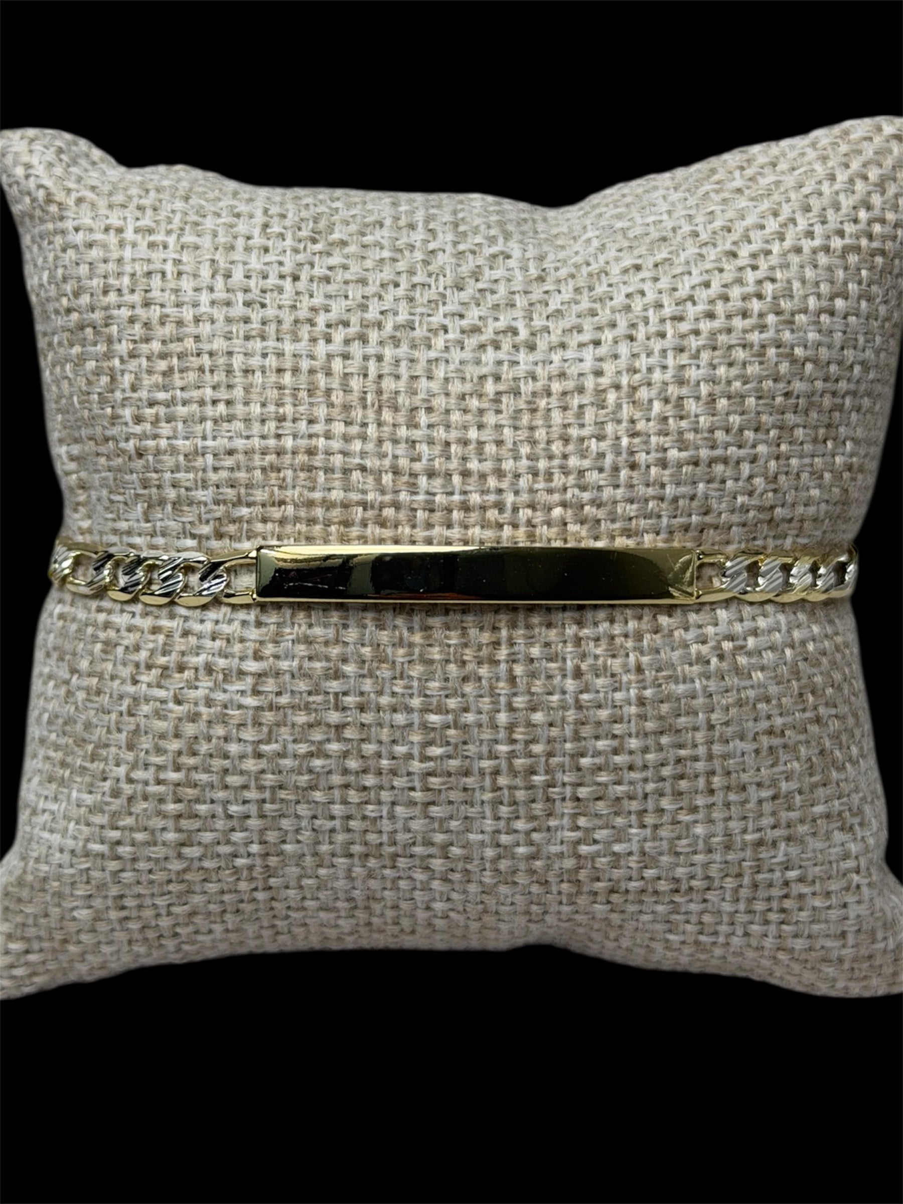 Esclava Placa Combinada 5 mm Oro Laminado 18 K