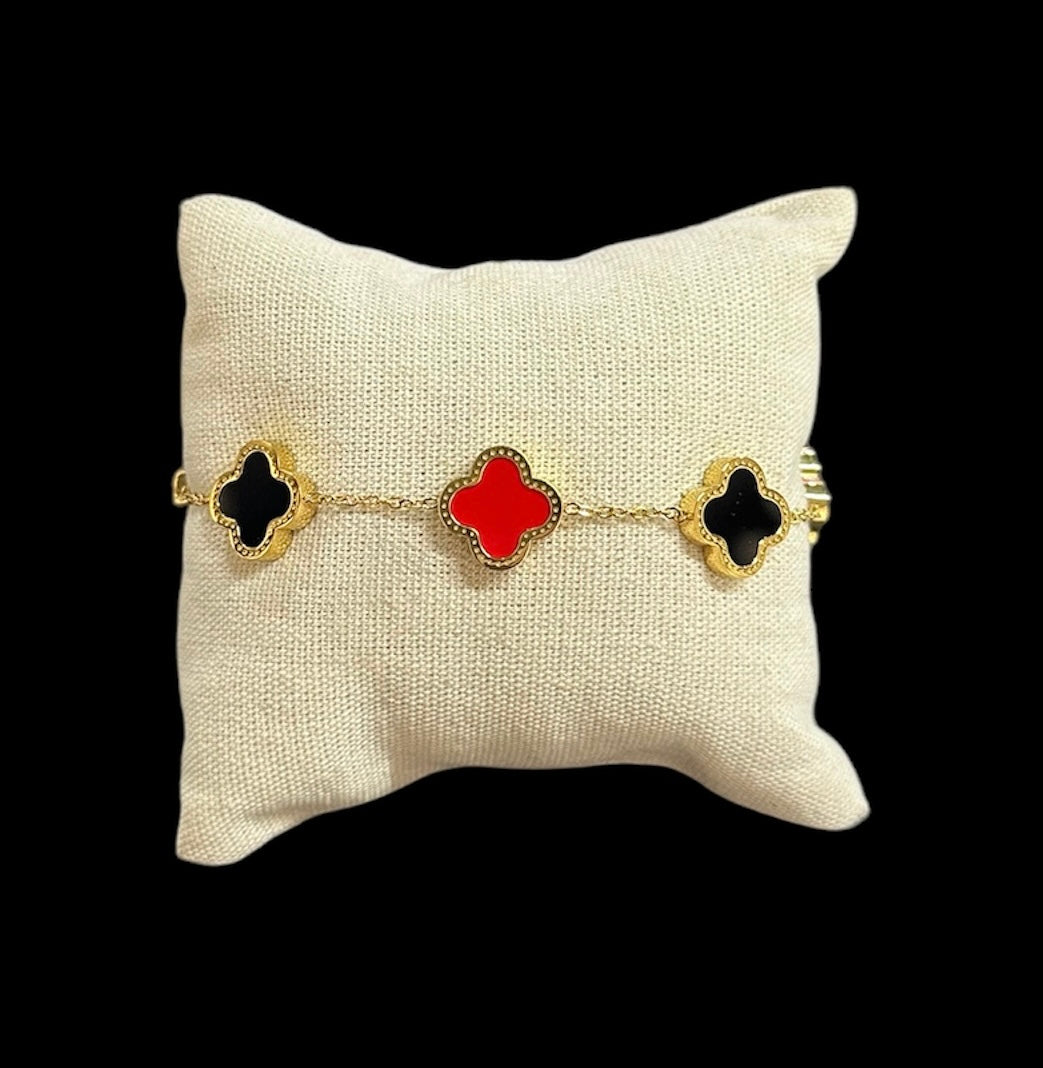 Pulsera VC Dorada Roja Negro