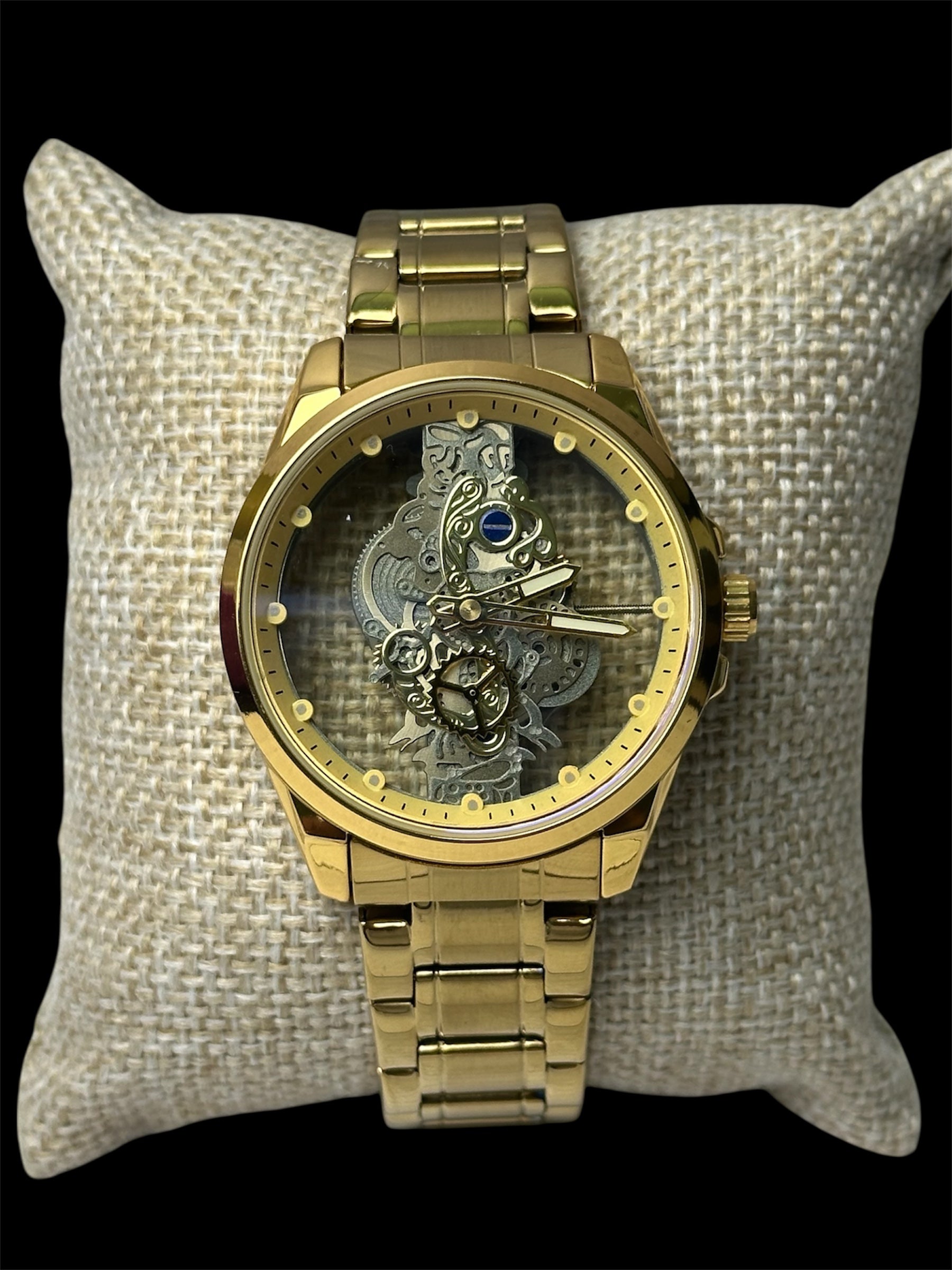 Reloj Automático Dorado Transparente