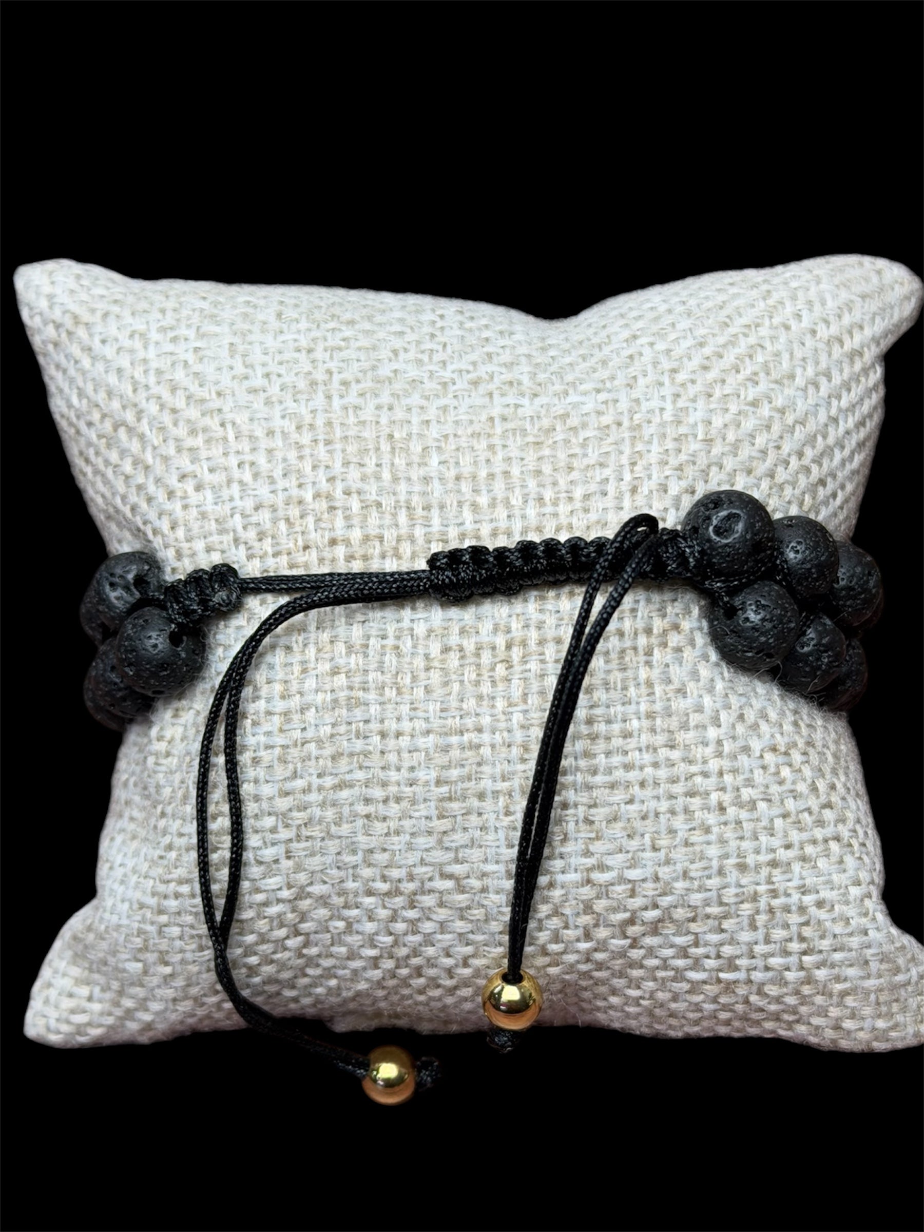 Pulsera Negra Piedras Doble Fila